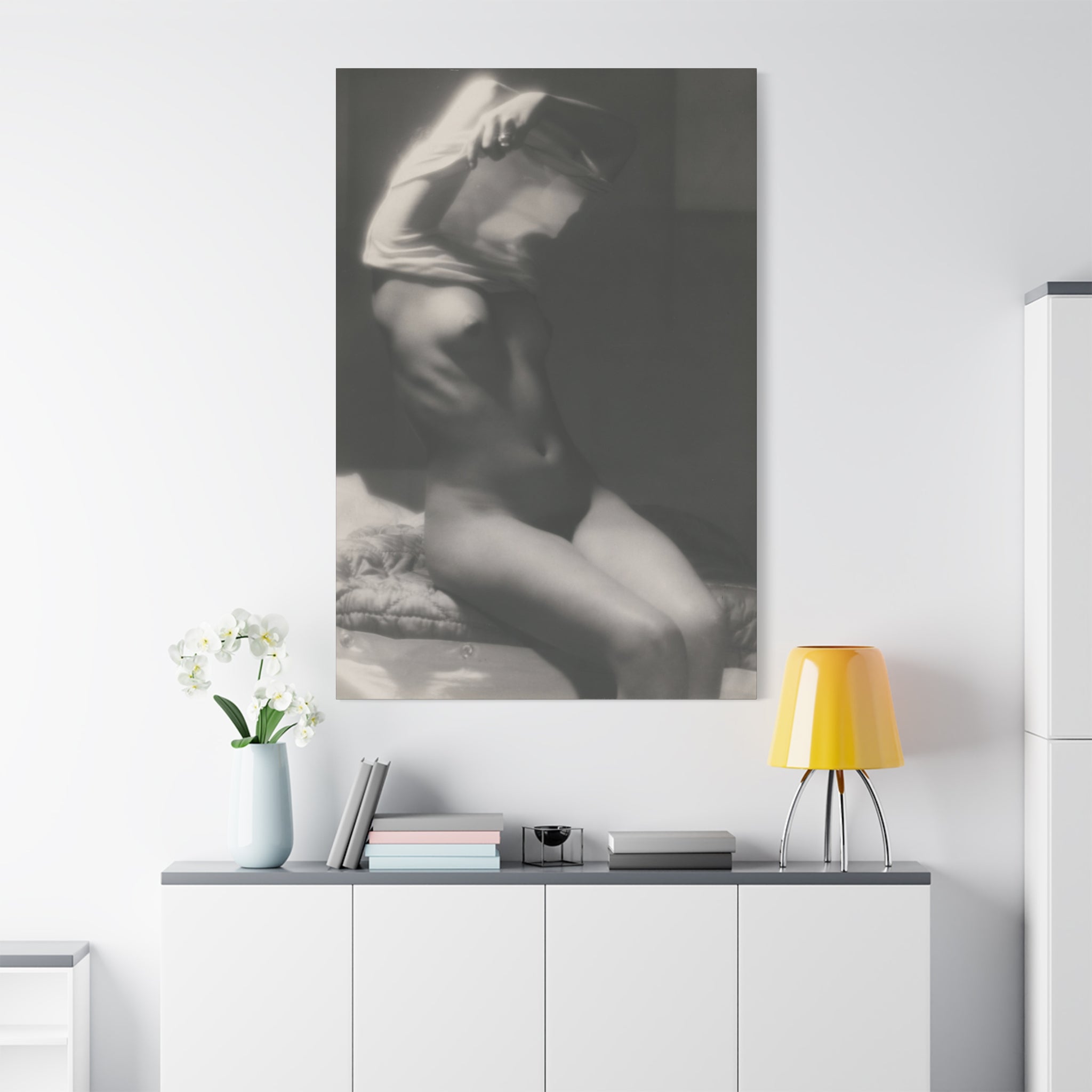 canvas-print-vor-dem-schlafen-gehen-by-michael-heumuller-black-and-white-photography-nude-art-wall-decor-stretched-canvas-art