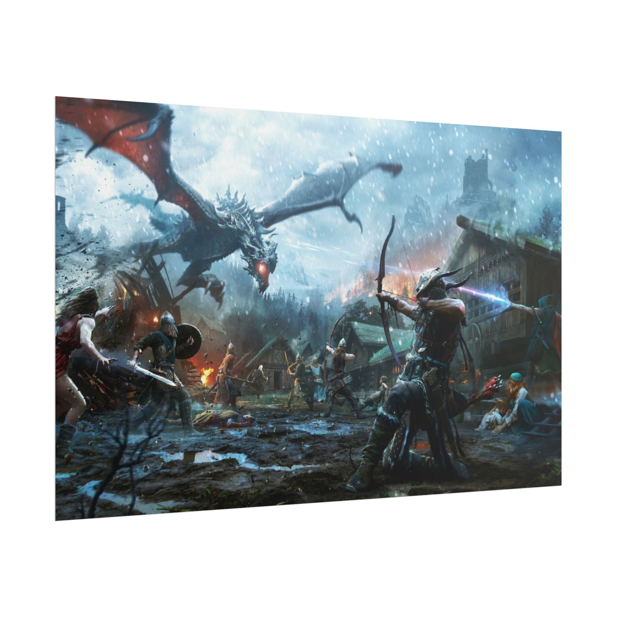 the-elder-scrolls-skyrim-poster-wall-art-dragon-archer-game-poster-print-room-decor-viking-warrior-gaming-wall