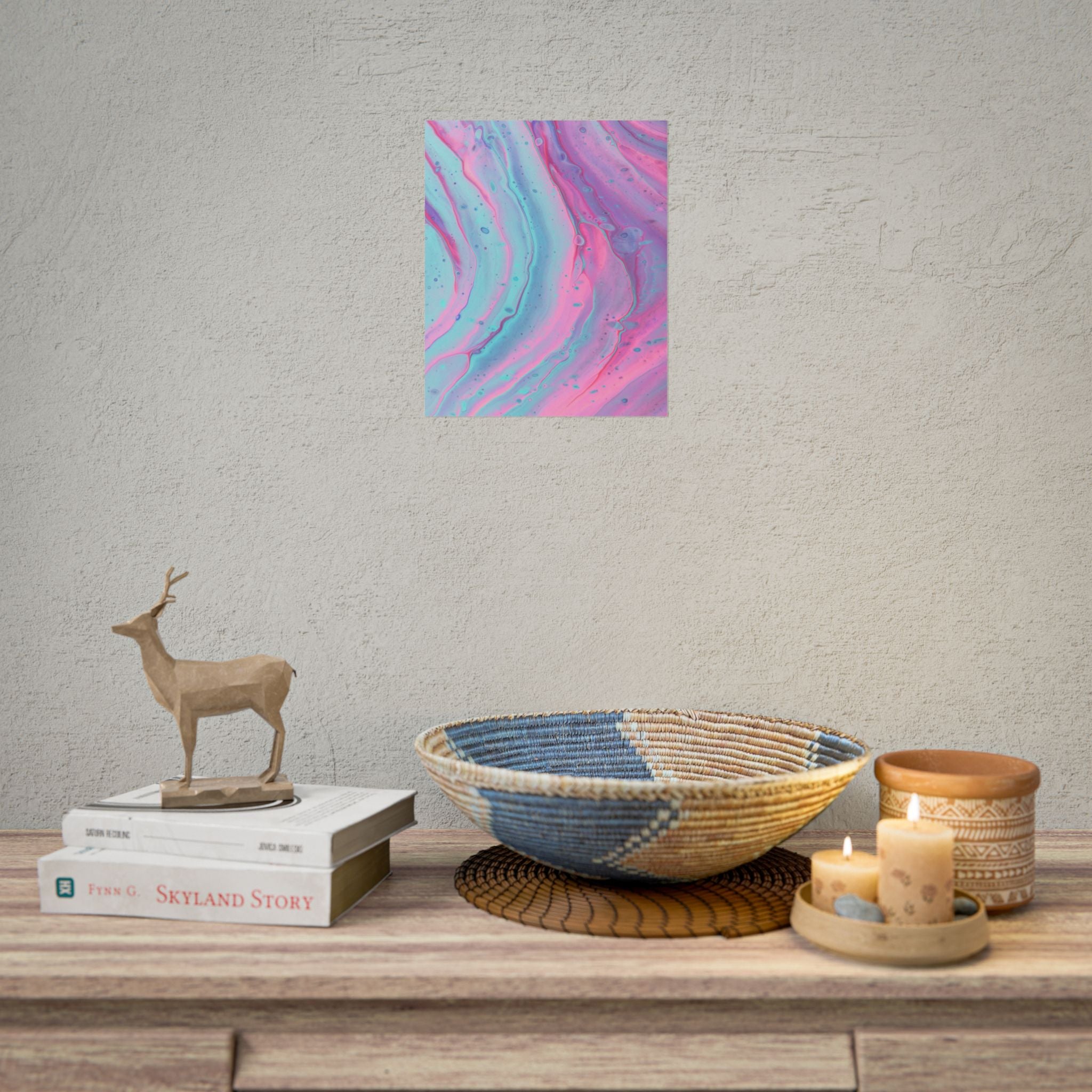 Blue Pink Abstract Minimalist Poster Print, Blue Pink Decor, Pink Blue Canvas Wall Art, Modern Home Decor, Living Room Wall Art