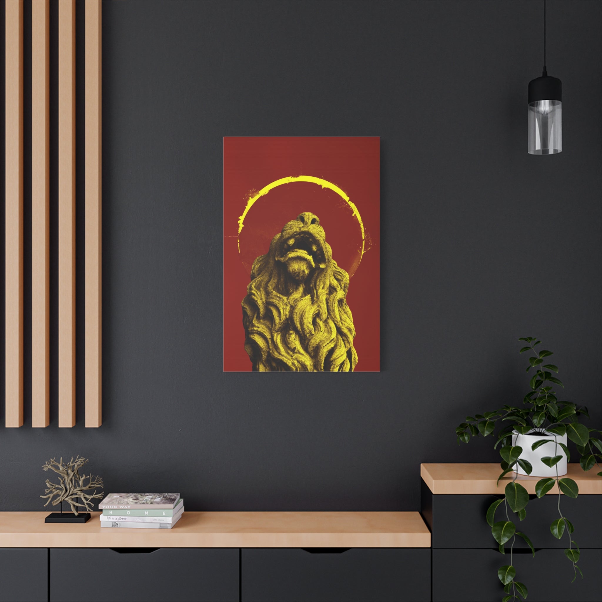 canvas-print-golden-lion-art-red-sun-aesthetic-minimalist-wall-decor-home-art-animal-artwork-boho-decor-modern-art-print