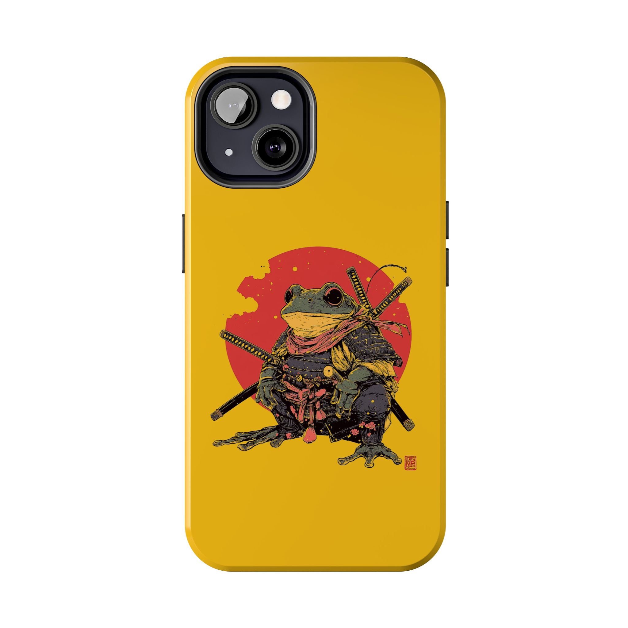 retro-vintage-ninja-frog-iphone-tough-case-red-sun-japanese-samurai-frog-design-ninja-warrior-yellow-iphone-hard-cover