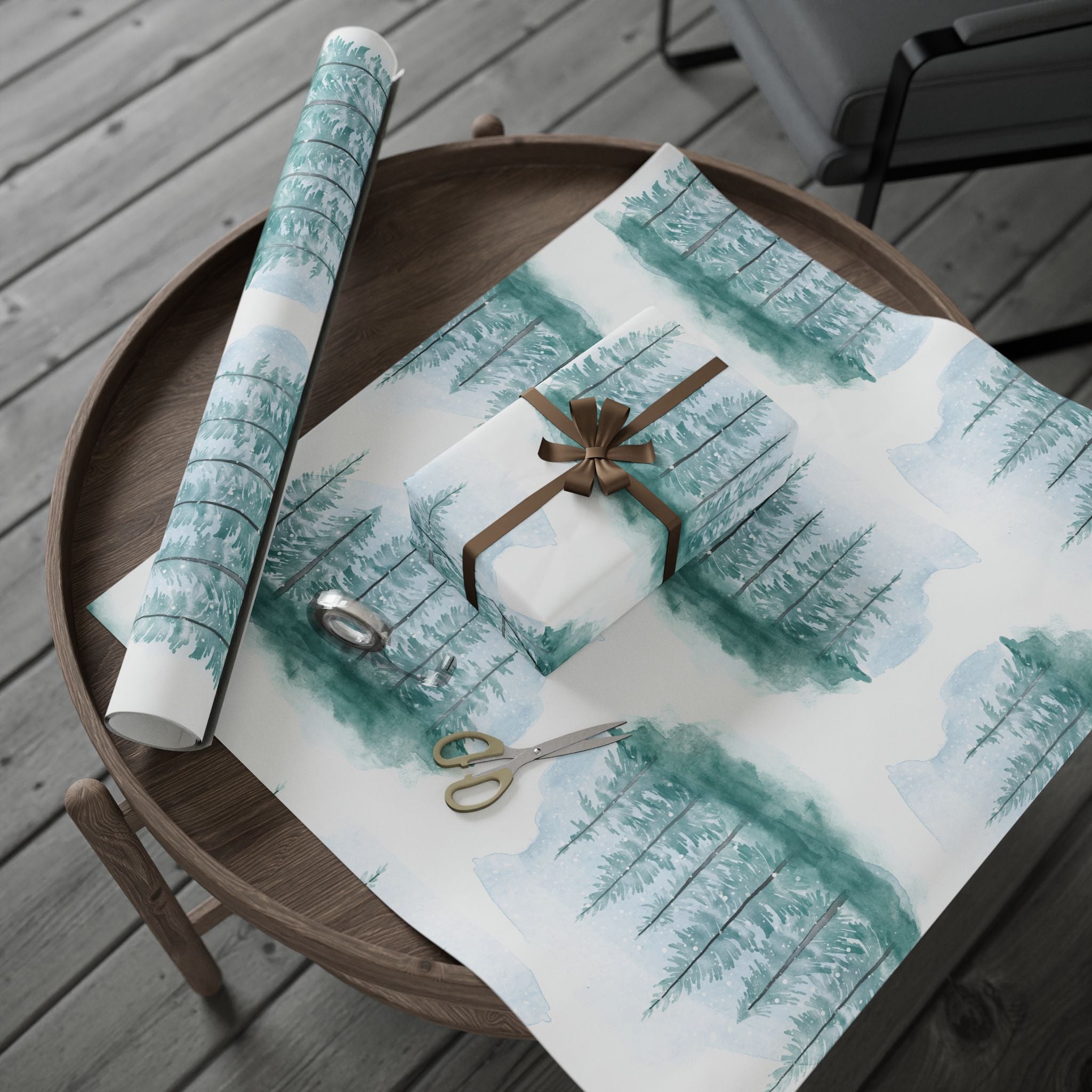 forest-pine-wrapping-paper-winter-holiday-gift-wrap-green-christmas-paper-festive-xmas-present-packaging-nature-theme-eco-fri