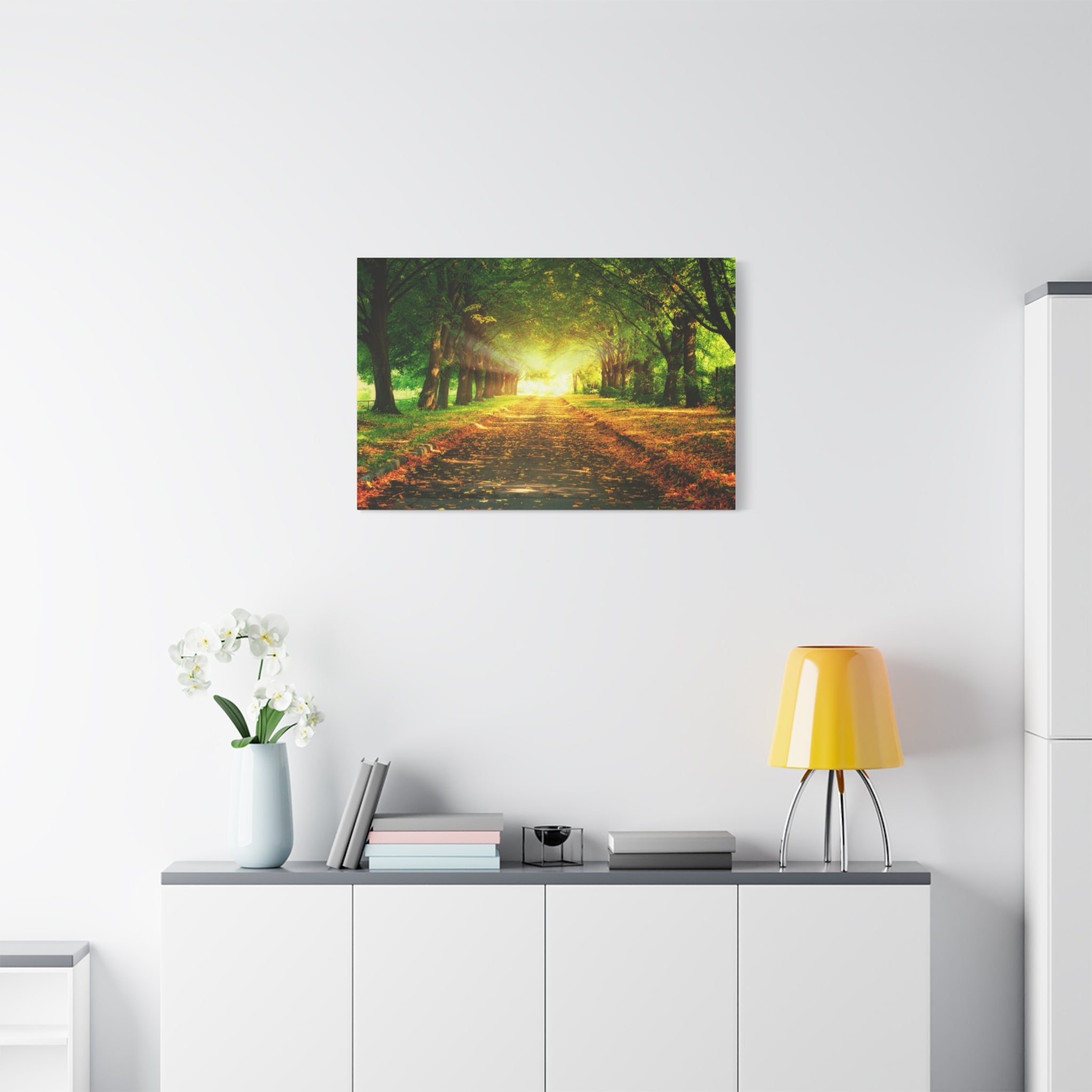 canvas-print-sunset-landscape-wall-art-nature-decor-fall-trees-living-room-decor-road-leaves-autumn-decor-fall-canvas