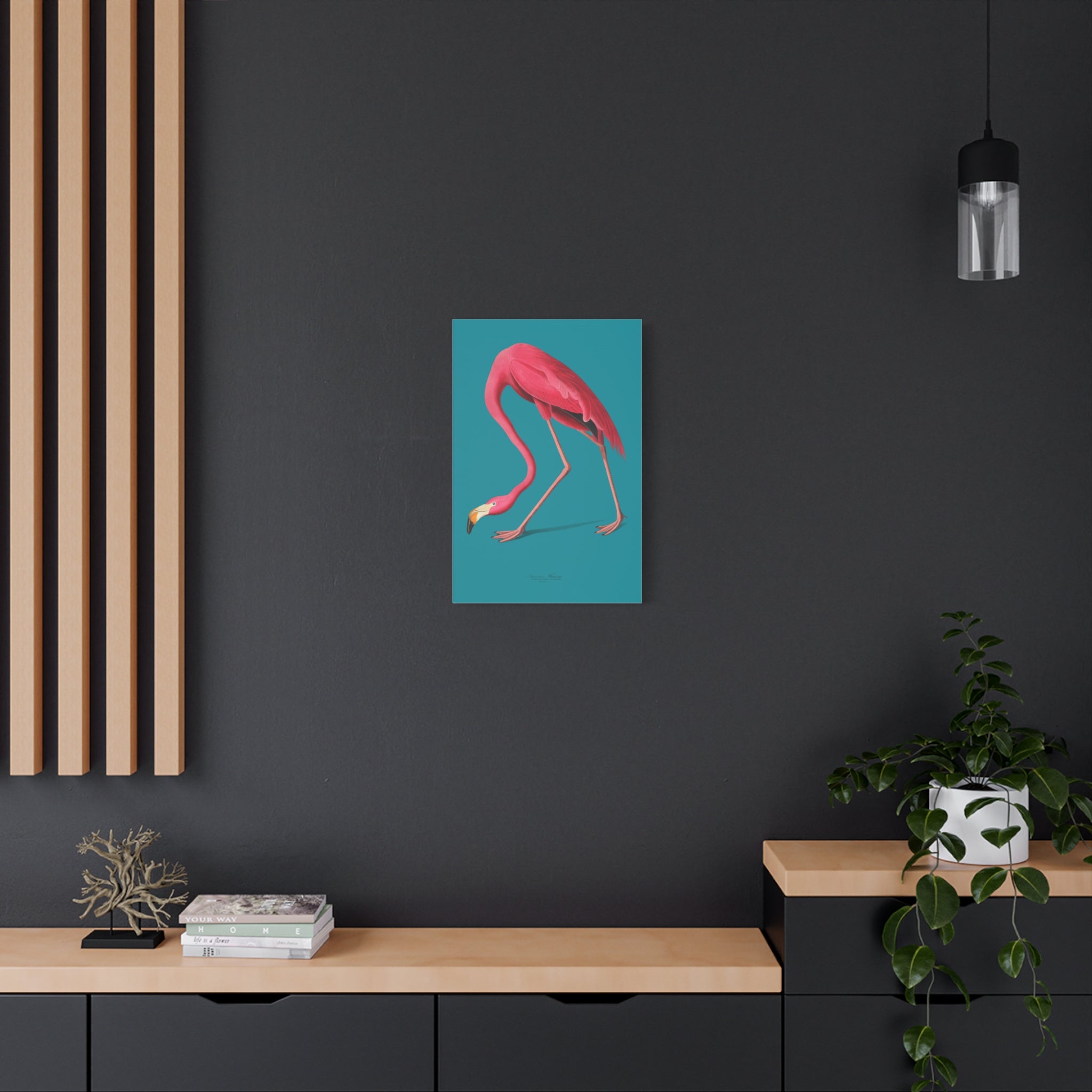 canvas-print-pink-flamingo-wall-art-vintage-home-decor-living-room-decor-stretched-canvas-art-pink-wall-art-flamingo-illustra