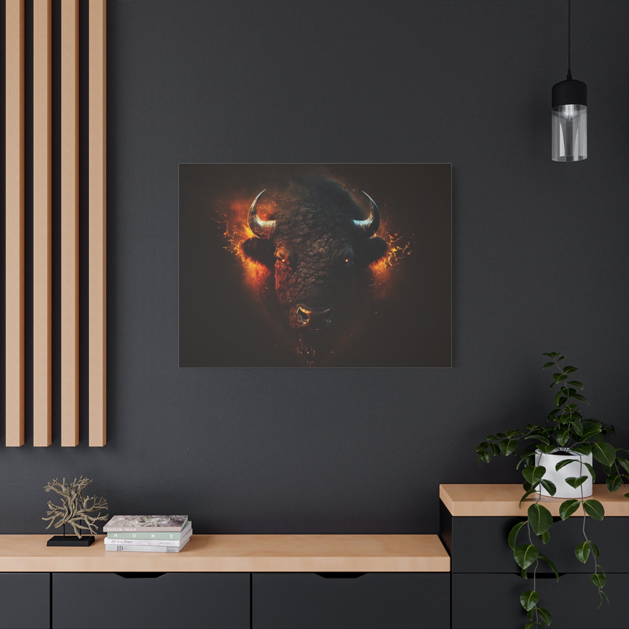 canvas-print-bison-art-wall-decor-buffalo-gift-wildlife-home-decoration-western-bison-painting-nature-lover-gift-farm-house-w