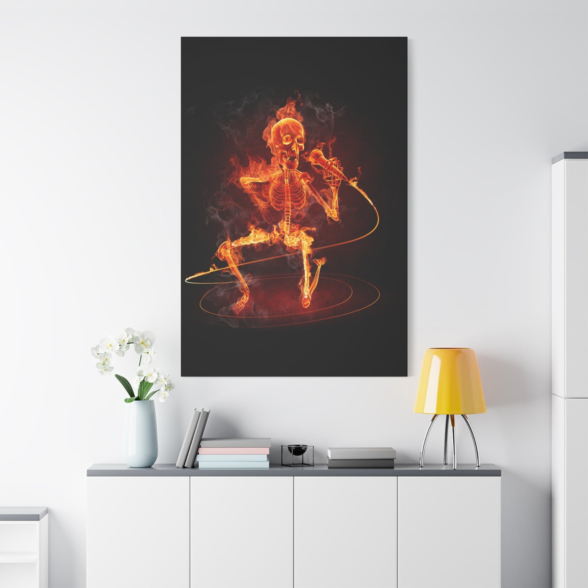 canvas-print-music-microphone-bones-fire-skull-home-decor-living-room-decor-rockn-roll-decor