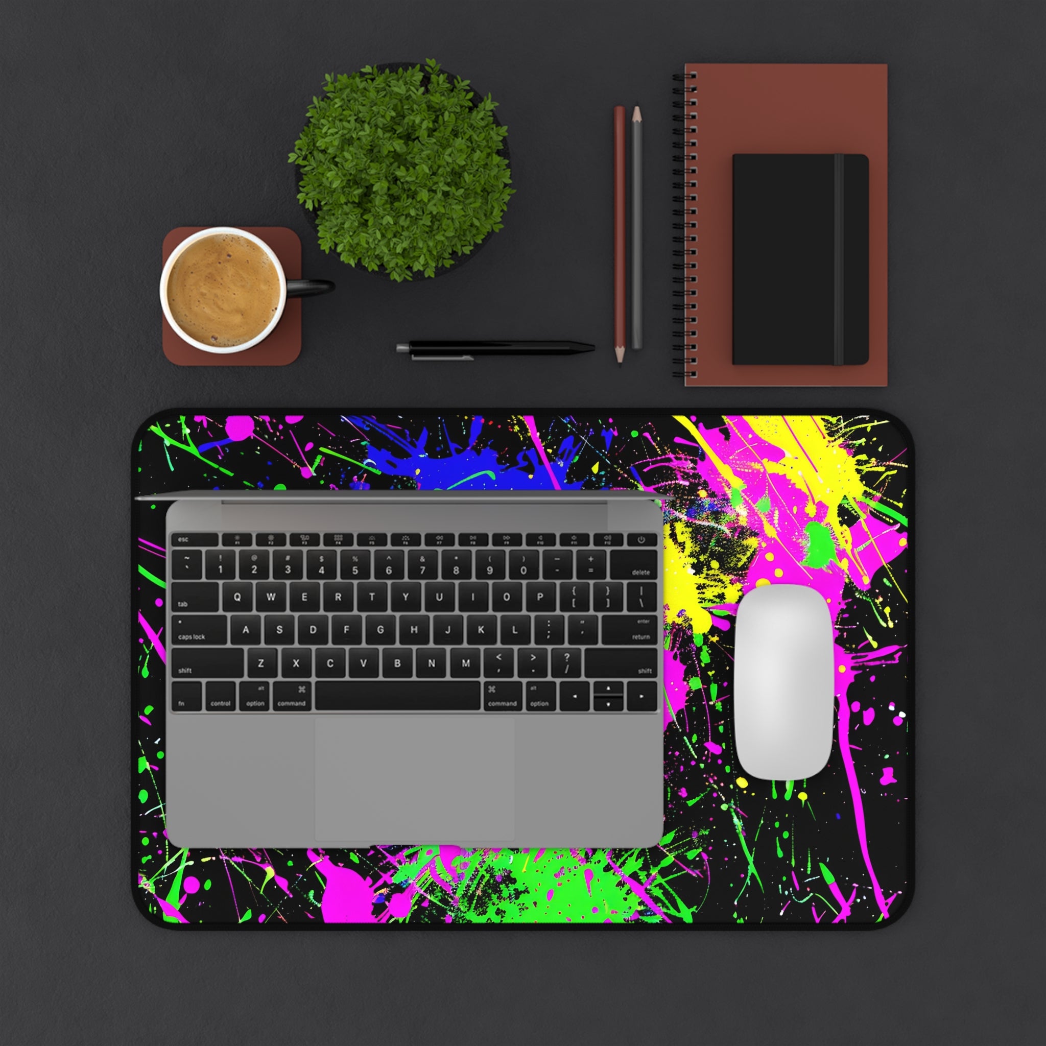 neon-abstract-paint-splatter-desk-mat-green-ping-large-gaming-mouse-pad-colorful-work-from-home-desk-accessory-desk-blotter