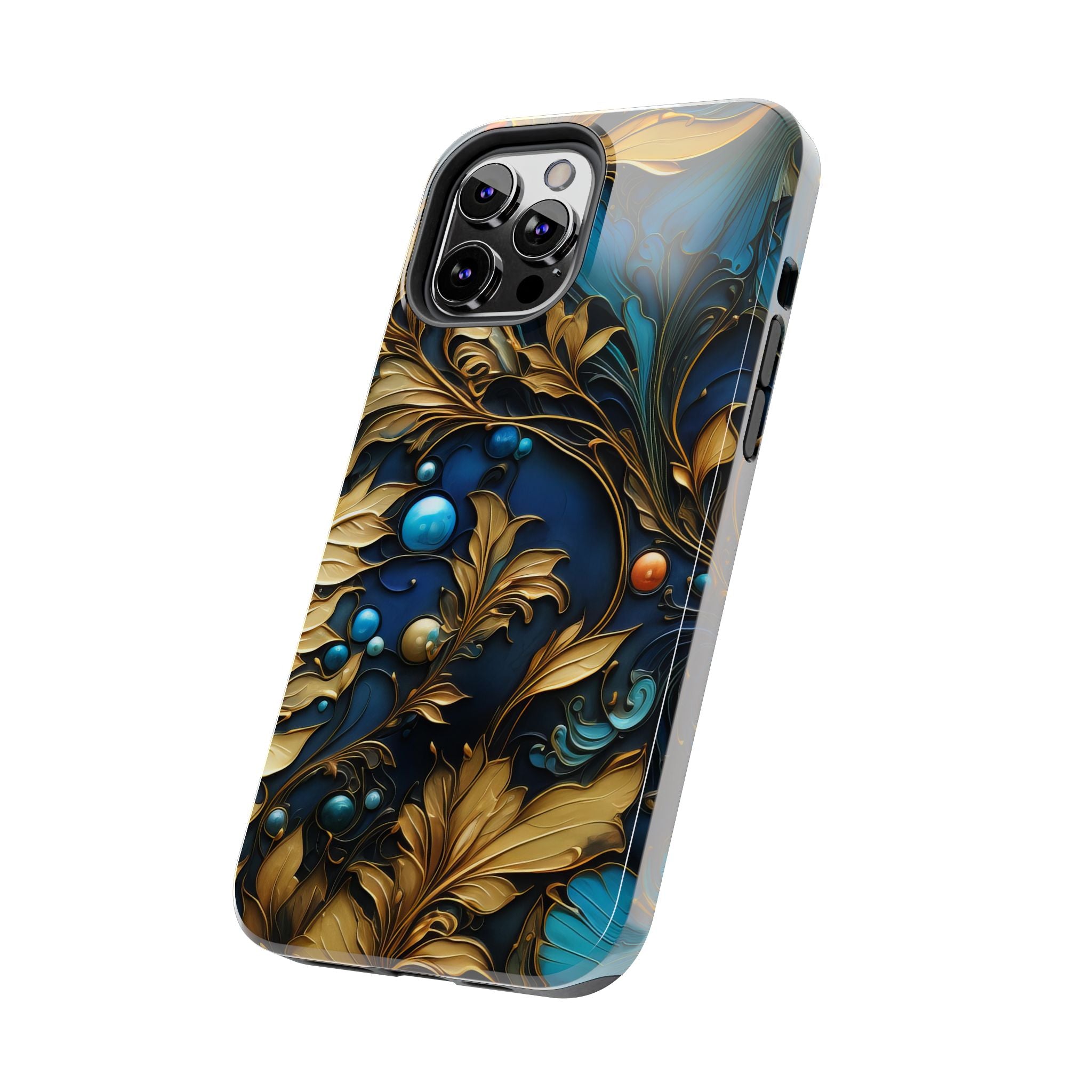 textured-art-nouveau-floral-tough-phone-case-cottagecore-iphone-case-unique-floral-phone-cover-vintage-style-iphone-case-prot