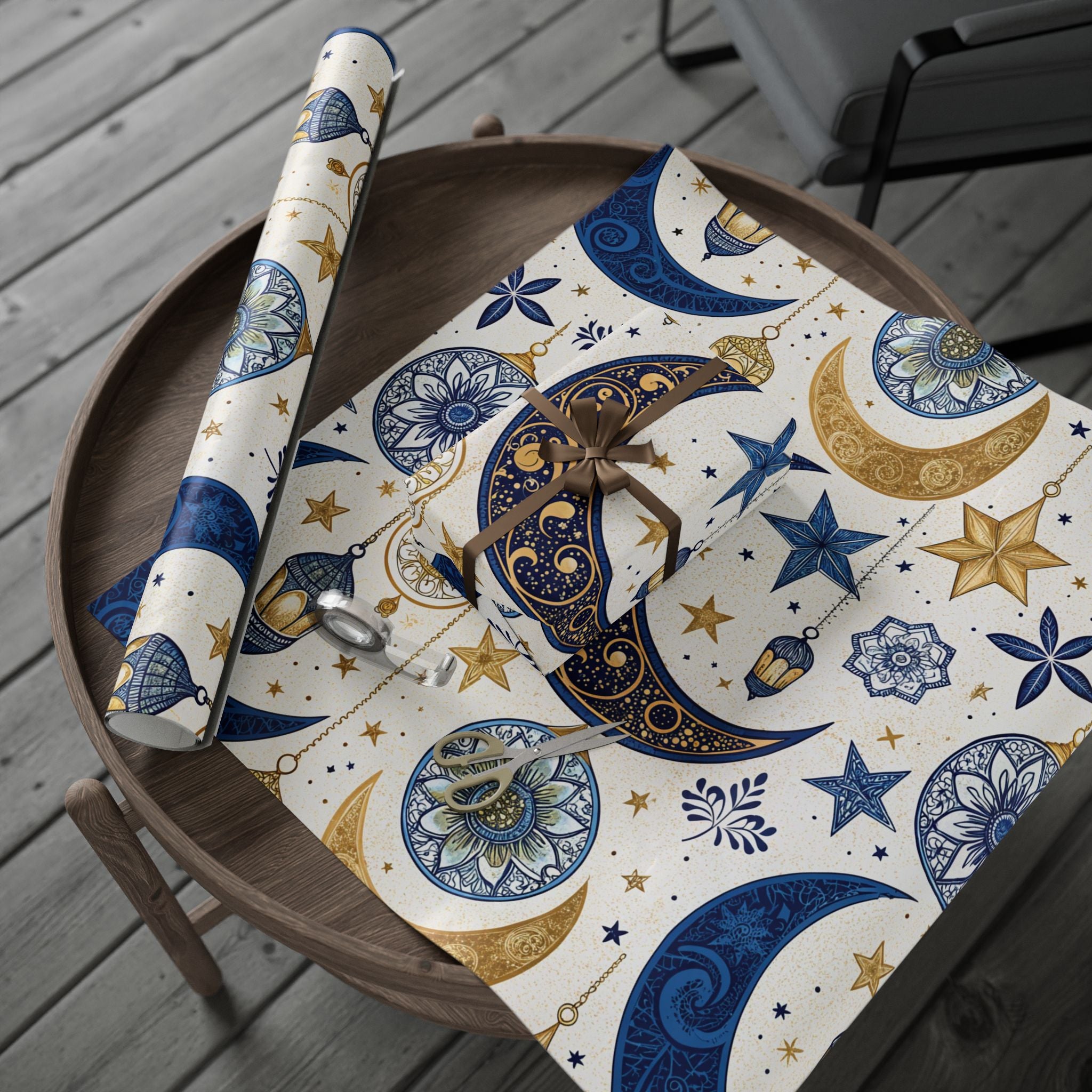 ramadan-night-wrapping-papers-islamic-crescent-moon-gift-wrap-mosque-silhouette-eid-holiday-supplies-festive-present-packagin