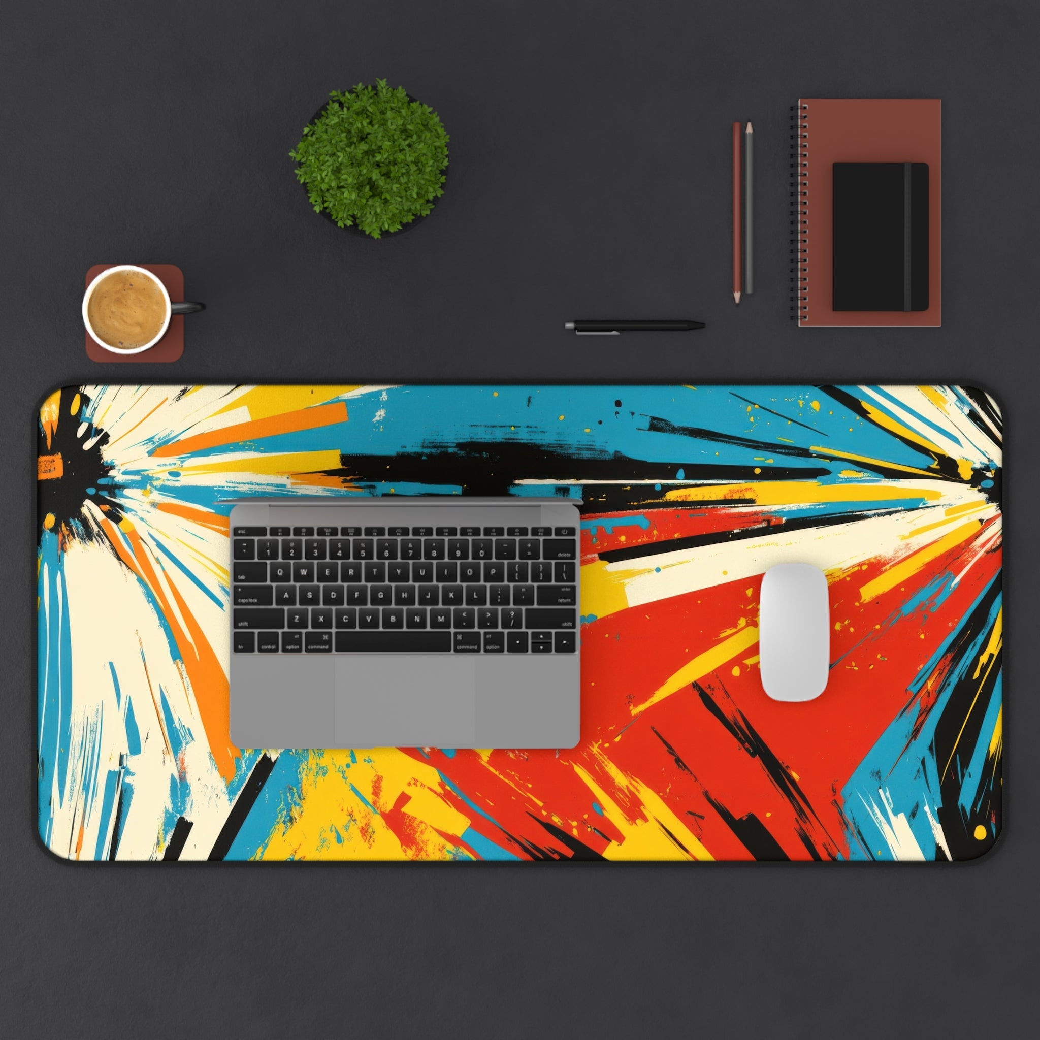 retro-vibrant-multicolor-desk-pad-abstract-mouse-pad-colorful-desk-mat-rainbow-abstract-desk-mat-bright-mousepad