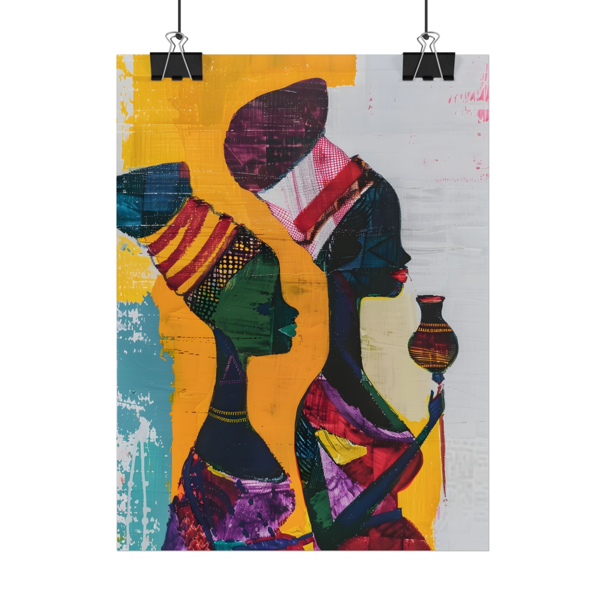 Traditional African Woman Poster Wall Art, African Portrait, Afrocentric, Tribal Home Art, Afro American Art, Ethnic Wall Decor