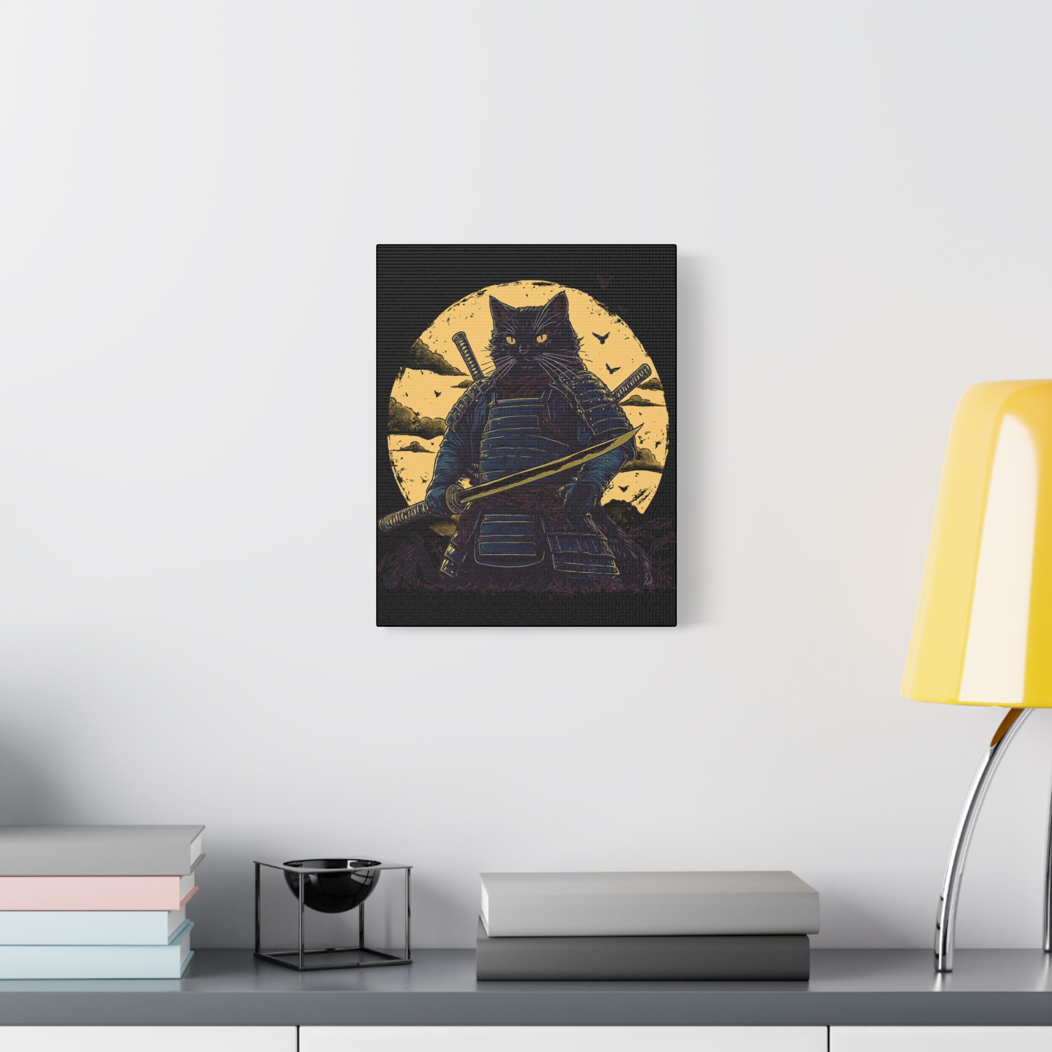 canvas-wall-art-samurai-cat-japanese-style-sunset-retro-wall-decor-stretched-matte-canvas-wall-hanging-home-decor-retro-wall-