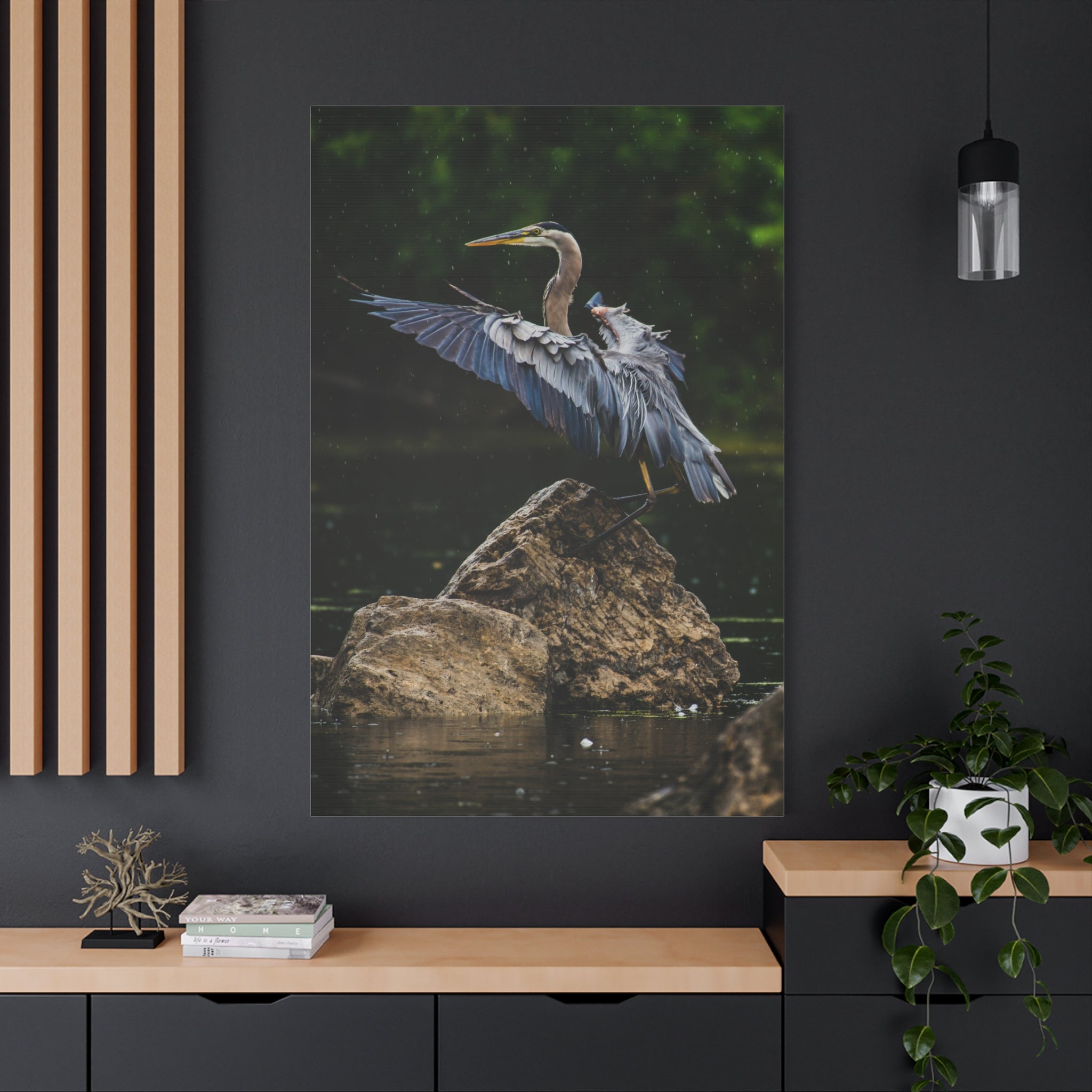canvas-print-wall-art-great-blue-heron-matte-canvas-stretched-home-decor-bird-lover-gift-nature-wall-hanging-wildlife