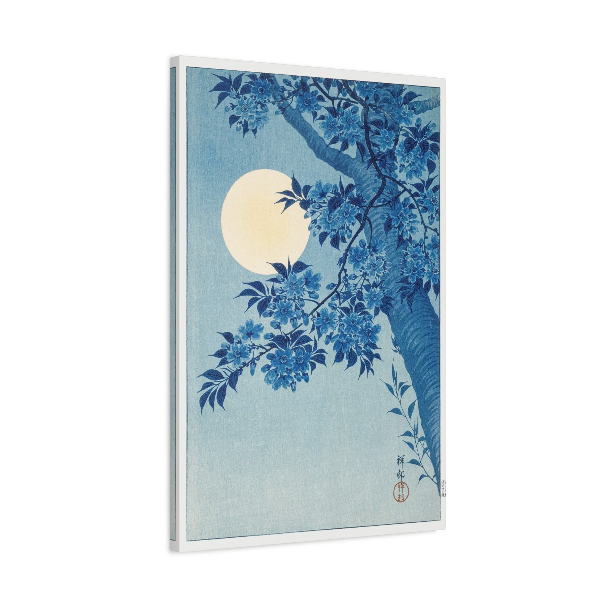 canvas-print-blossoming-cherry-on-a-moonlit-night-ohara-koson-floral-home-decor-living-room-wall-art-stretched-canvas