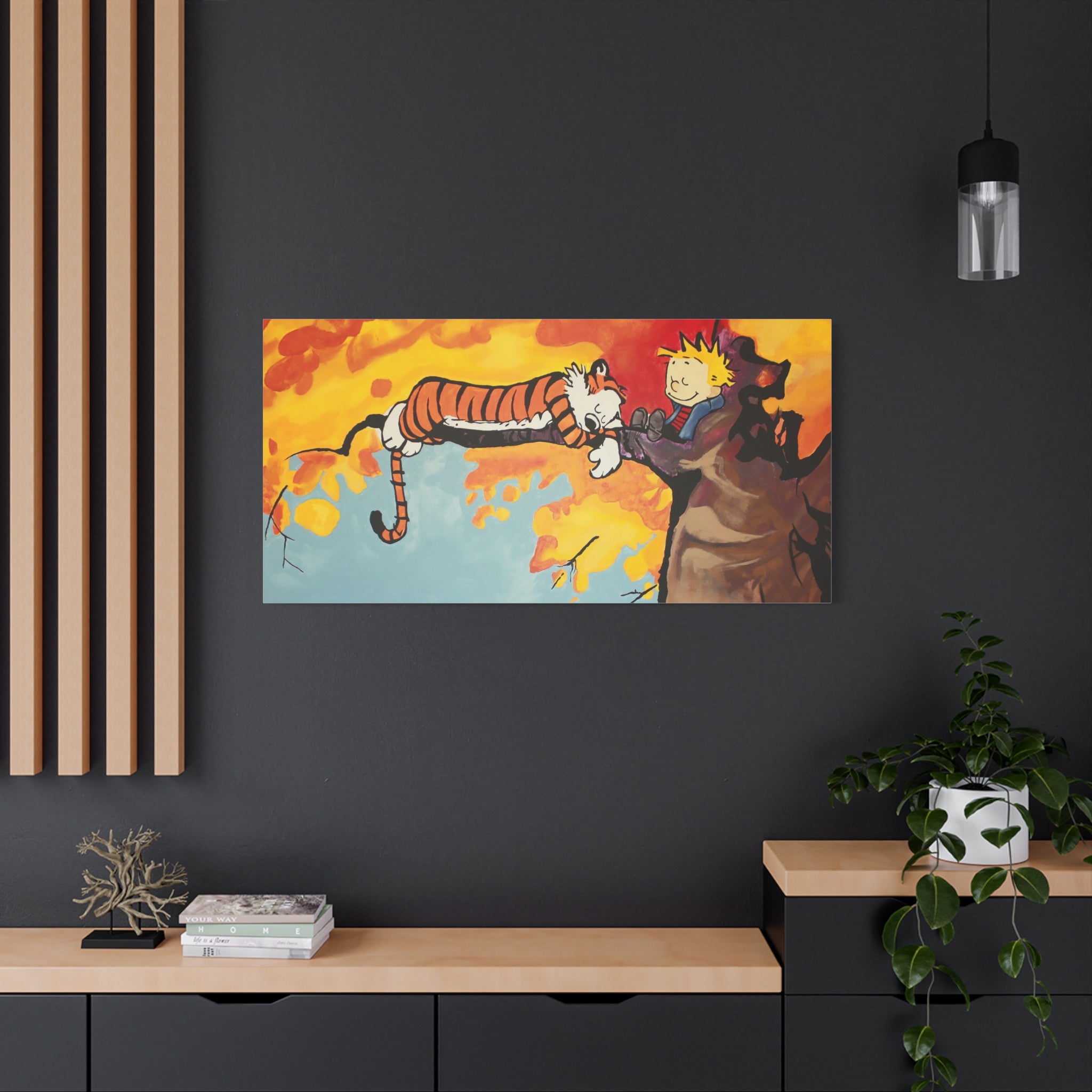 Calvin and Hobbes Canvas Wall Art - Nostalgic Comic Strip Poster for Nursery & Kids Room Decor - Friendship Theme Gift Idea