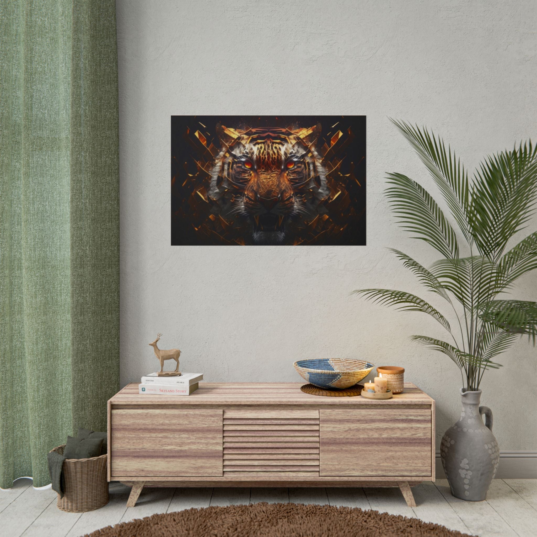 Poster Print, Tiger Face Predator Fantasy Art, Home Living Room Decor, Tiger Poster Wall Art, Animal Art, Tiger Wall Decor, Poster Gift