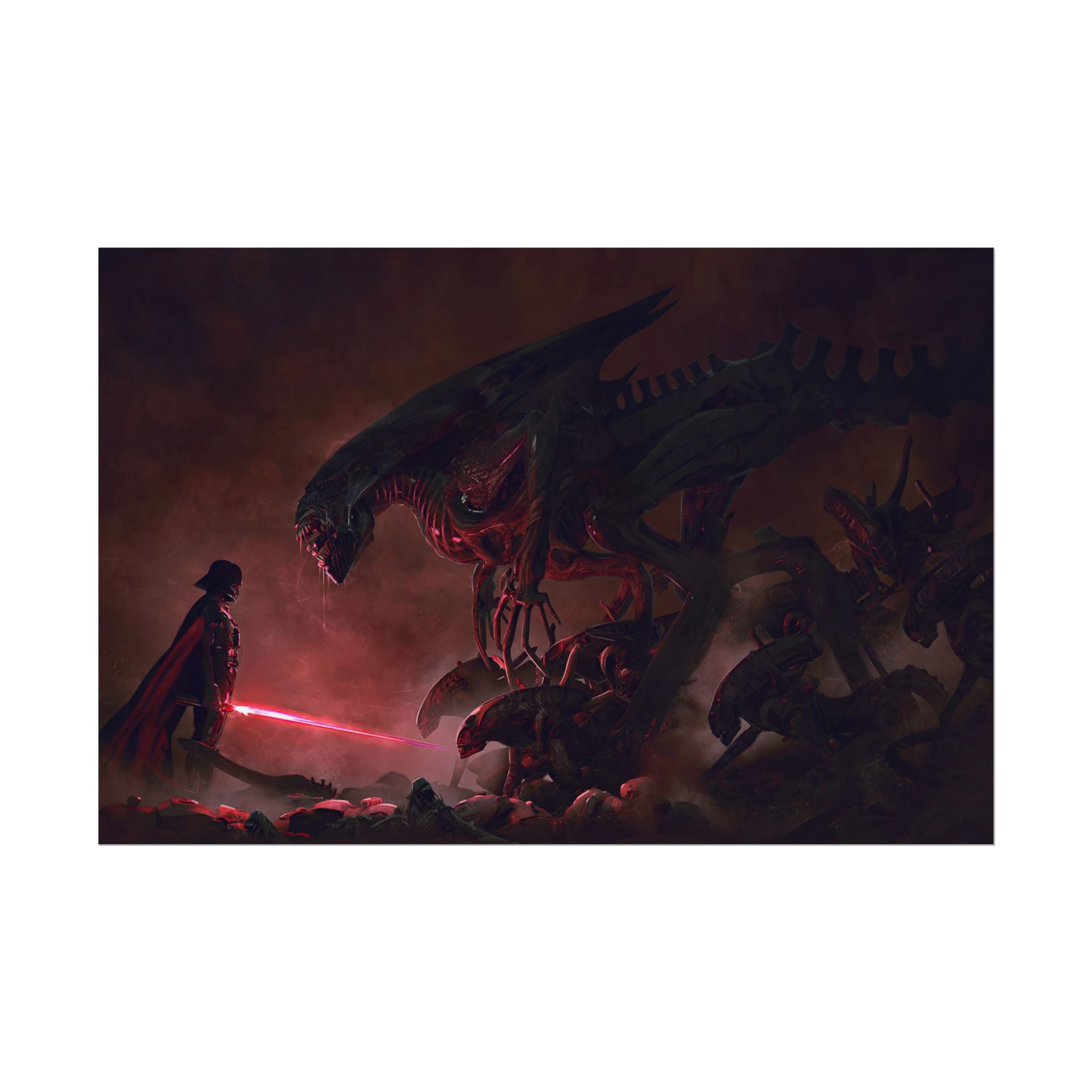 darth-vader-vs-aliens-xenomorph-poster-print-star-wars-fine-art-poster-wall-art-decor-home-office-decoration-sci-fi-fan