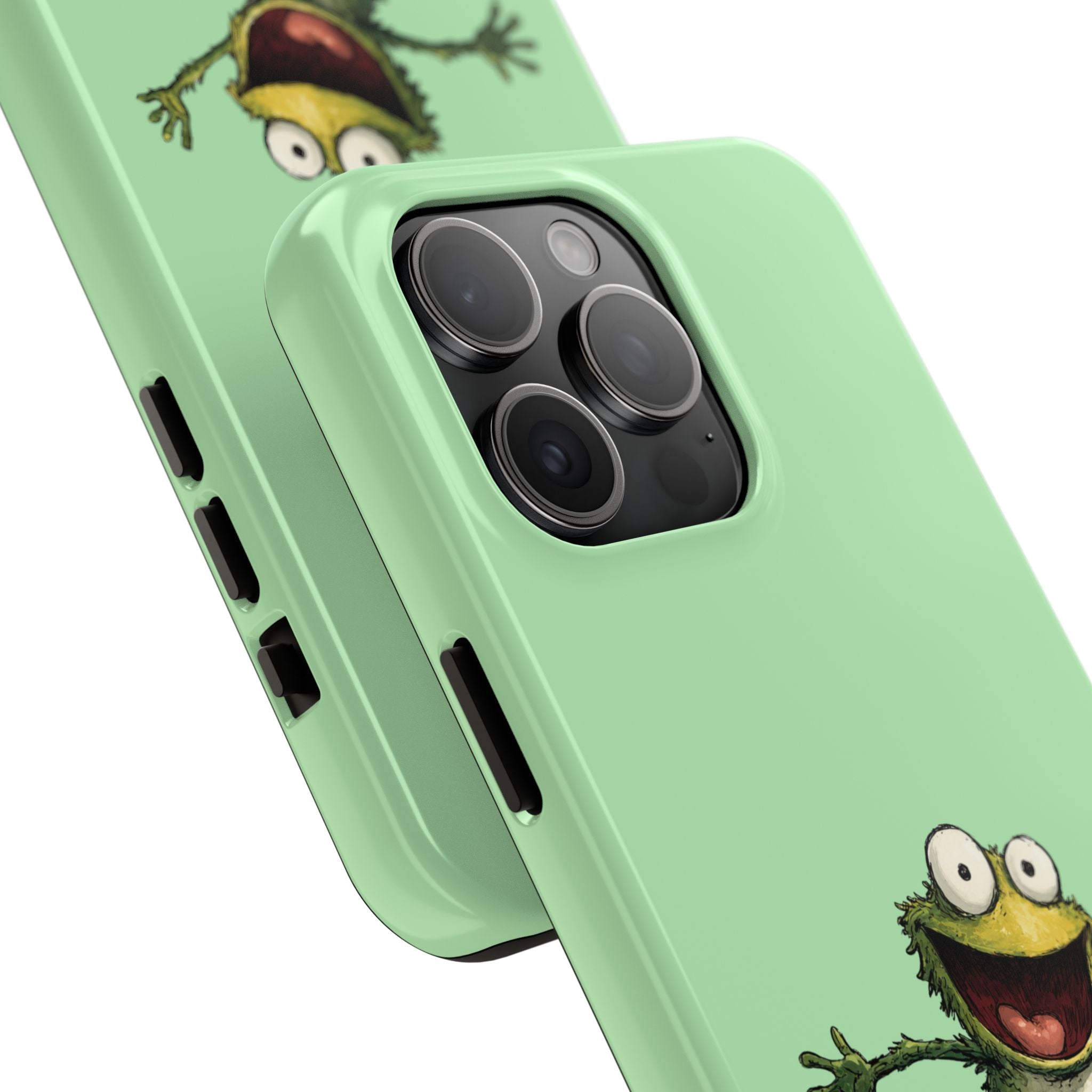 Quirky Funny Frog iPhone Tough Case - Kawaii Animal Phone Cover - Frog Protective Phone Cover - Green iPhone Case