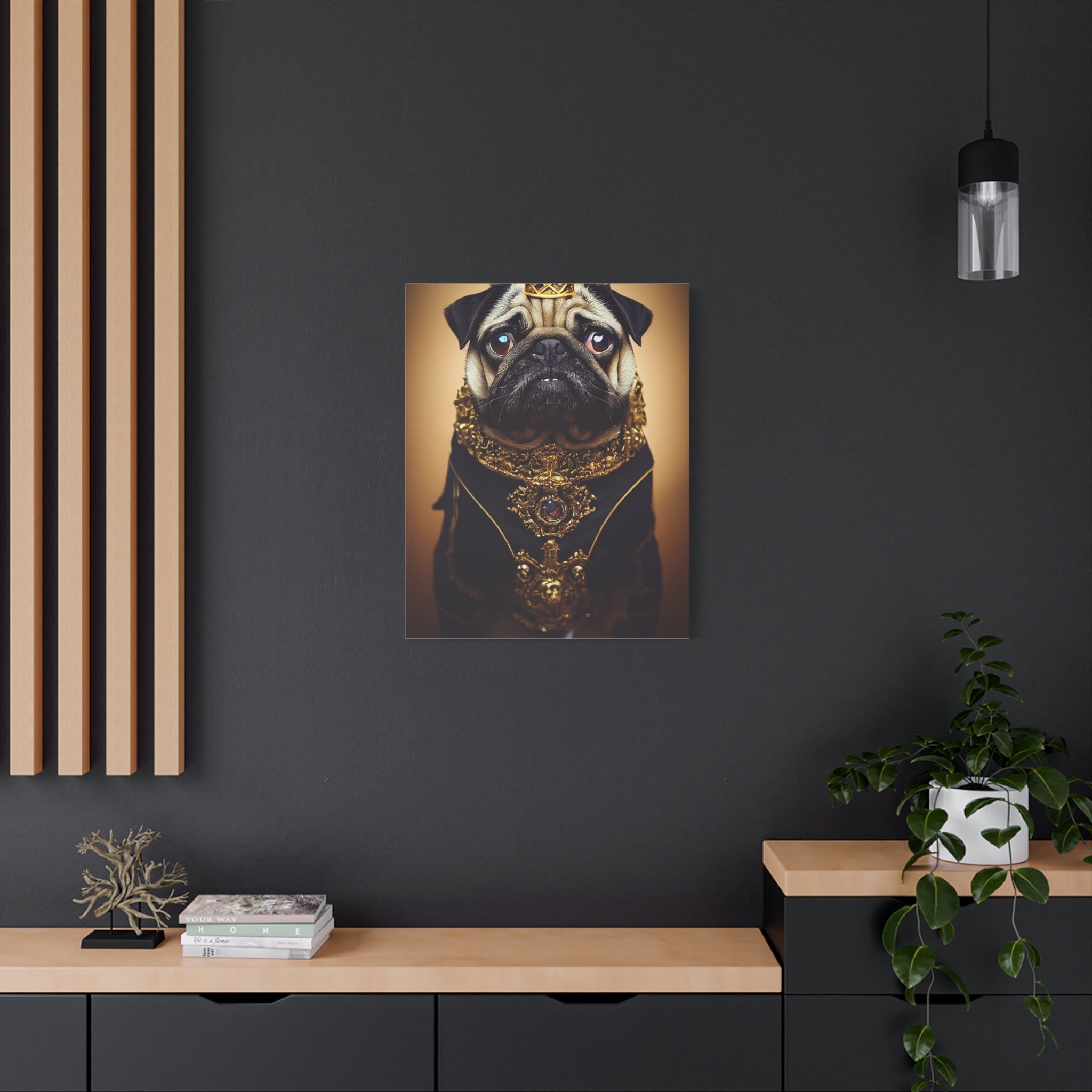 canvas-print-pug-crown-funny-jewelry-wall-art-decor-stretched-matte-canvas-home-living-room-decoration-dog-lover-gift-animal-