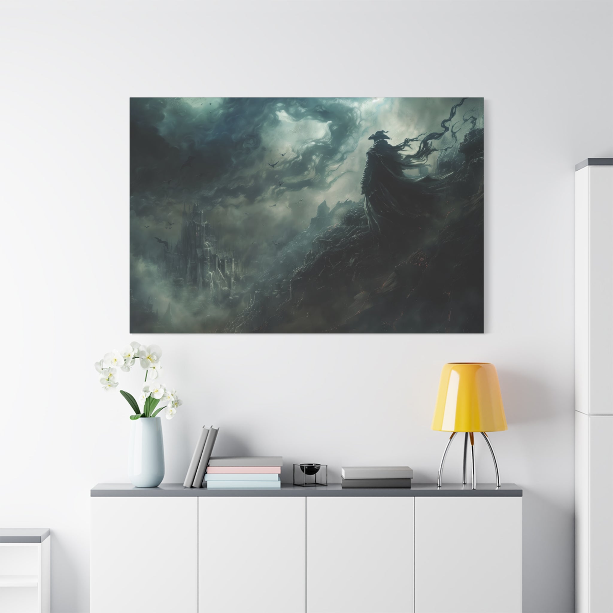 Bloodborne The Hunter Scenery Canvas Wall Art, Crow Cloak Bird Sword - Home Decor, Game Wall Print