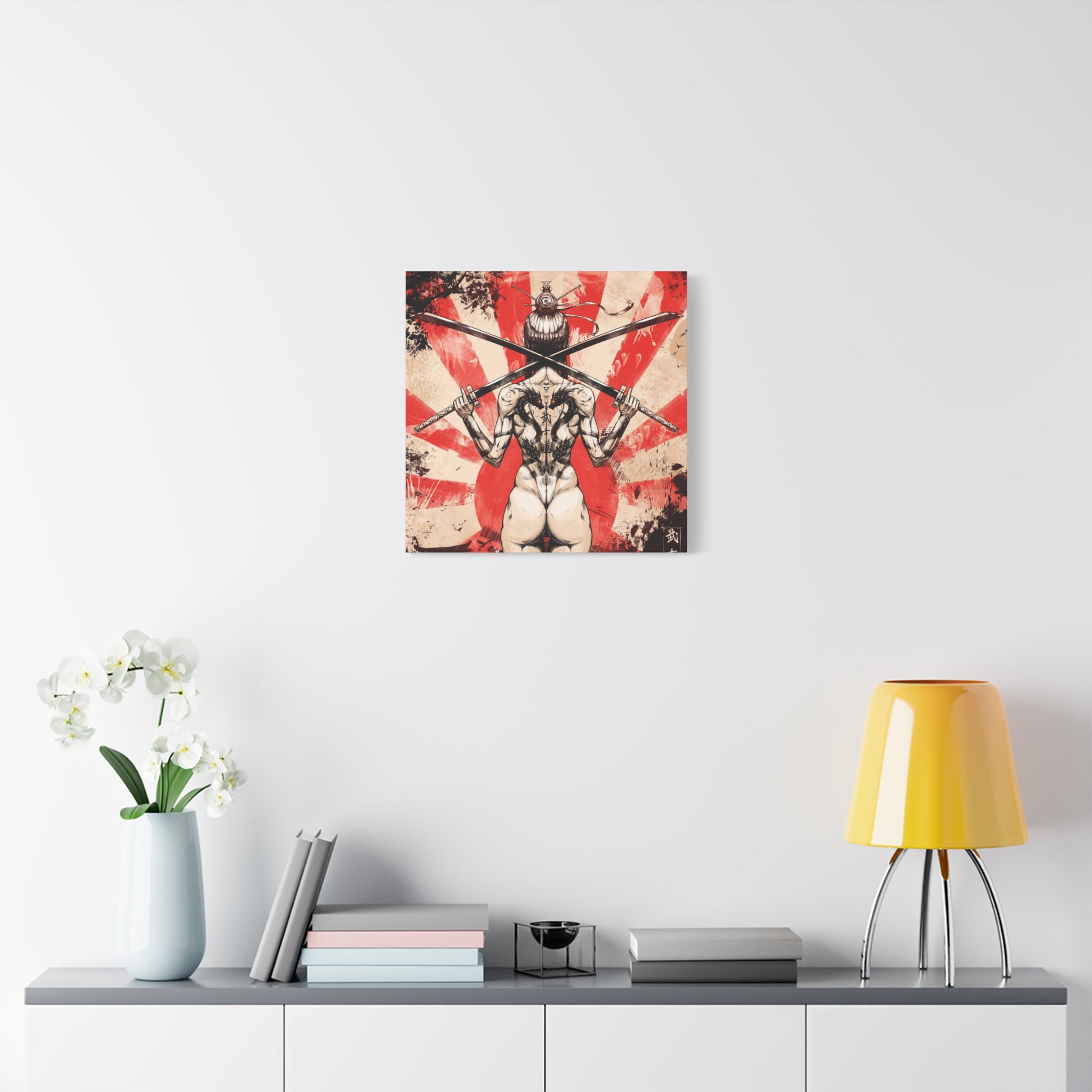 canvas-print-samurai-katana-dragon-tattoo-naked-woman-wall-decor-stretched-matte-japanese-art-asian-home-decoration-fantasy