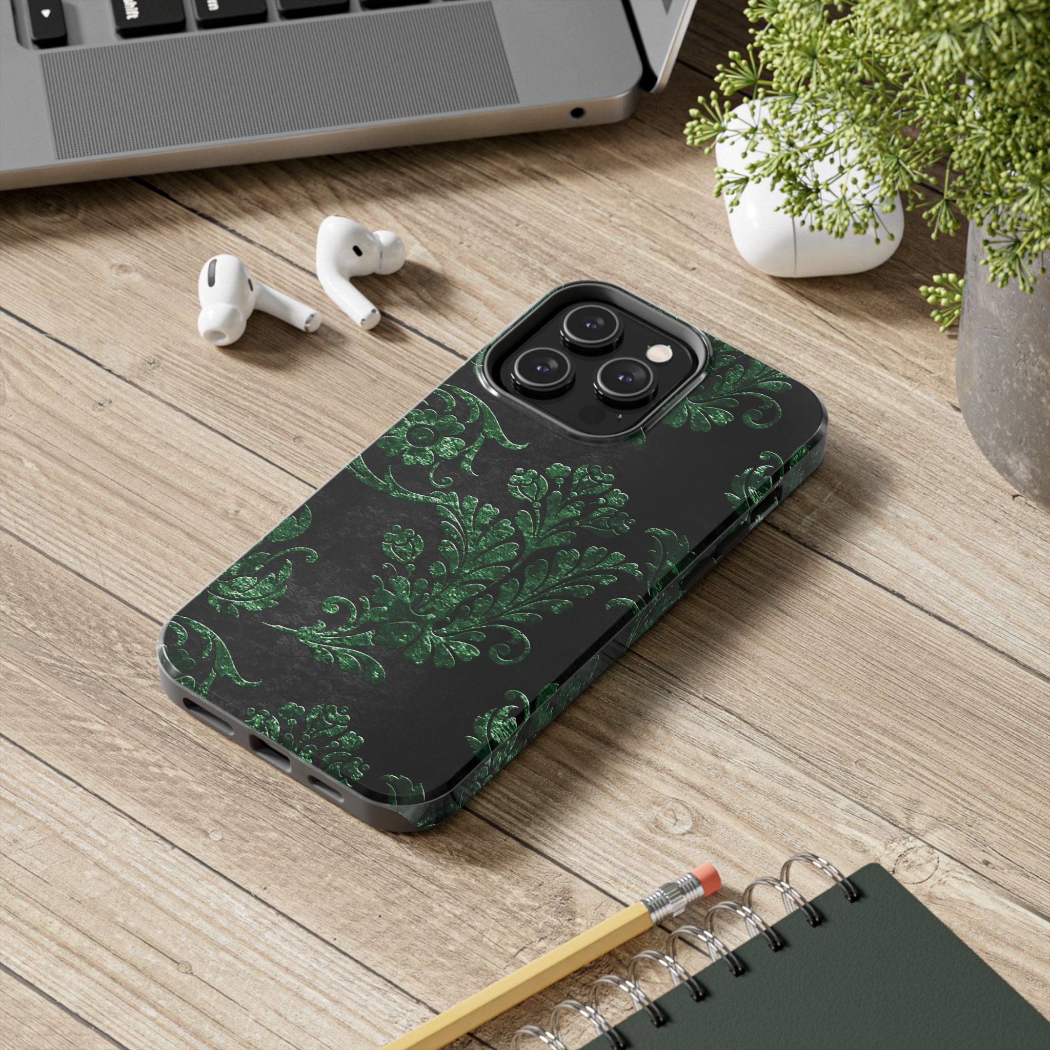 embossed-emerald-velvet-tough-iphone-case-protective-iphone-cover-heavy-duty-iphone-case-rugged-phone-case-durable-smartphone