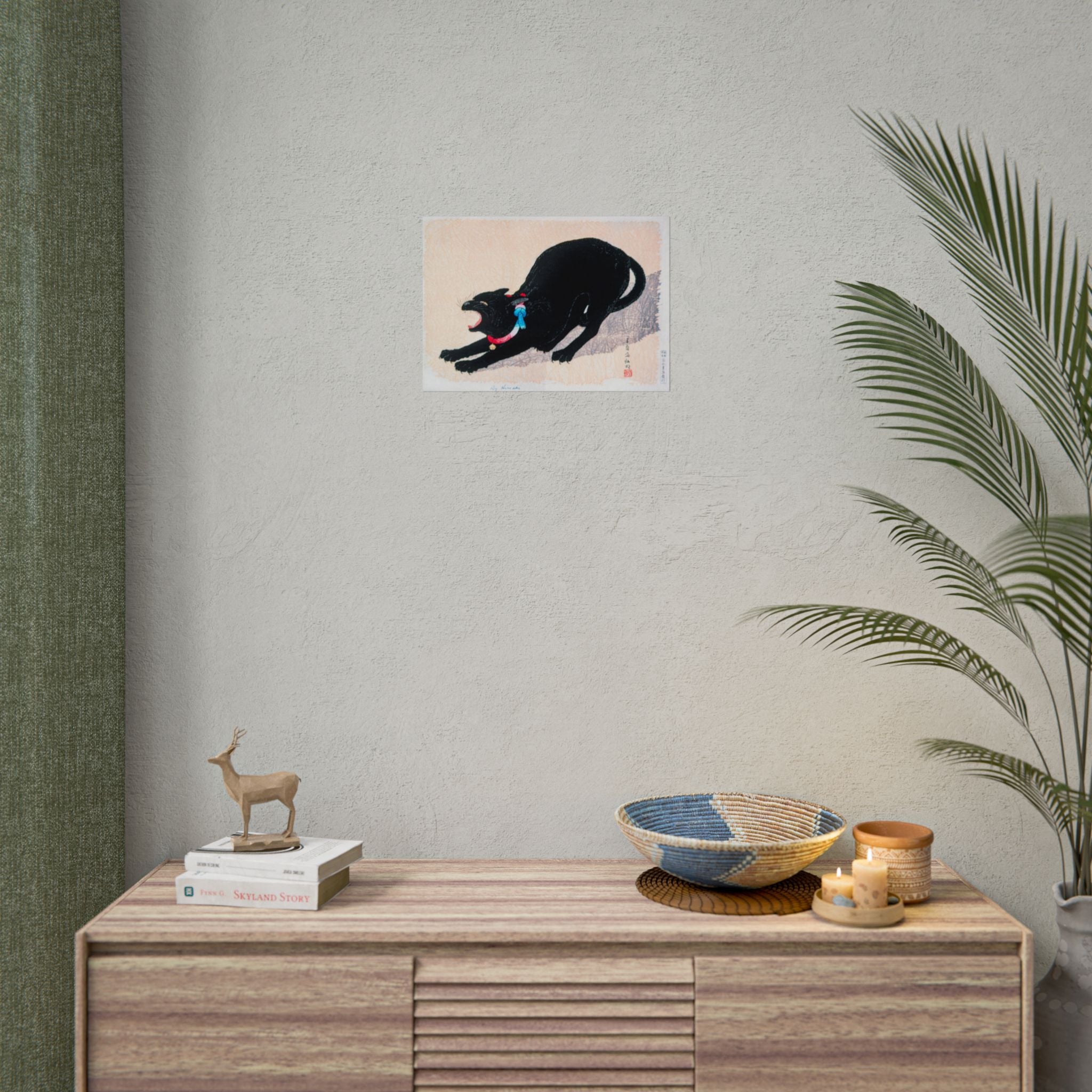 black-cat-hissing-by-hiroaki-takahashi-poster-print-classic-japanese-wall-art-living-room-decor-japandi-art-home-wall-decor