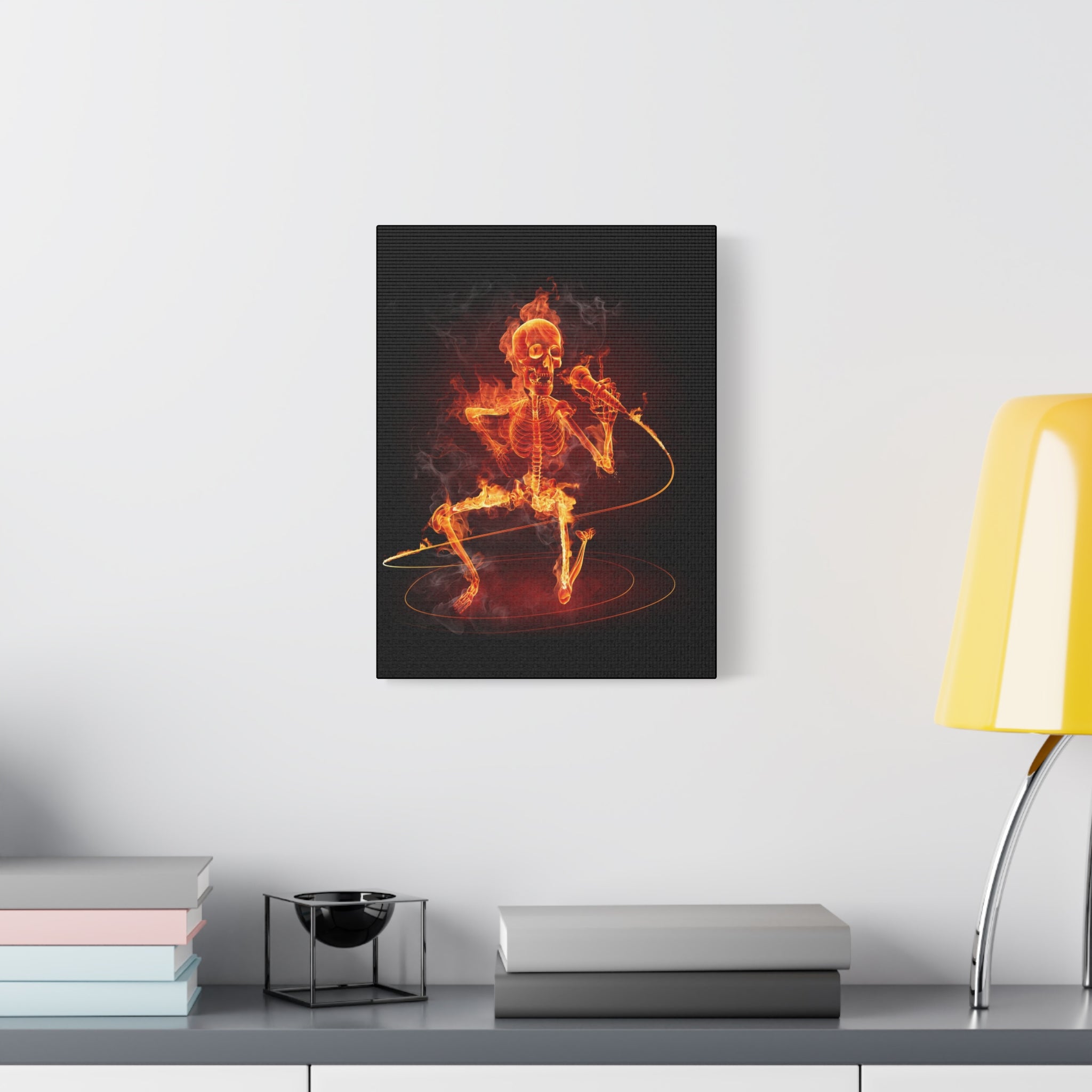 canvas-print-music-microphone-bones-fire-skull-home-decor-living-room-decor-rockn-roll-decor