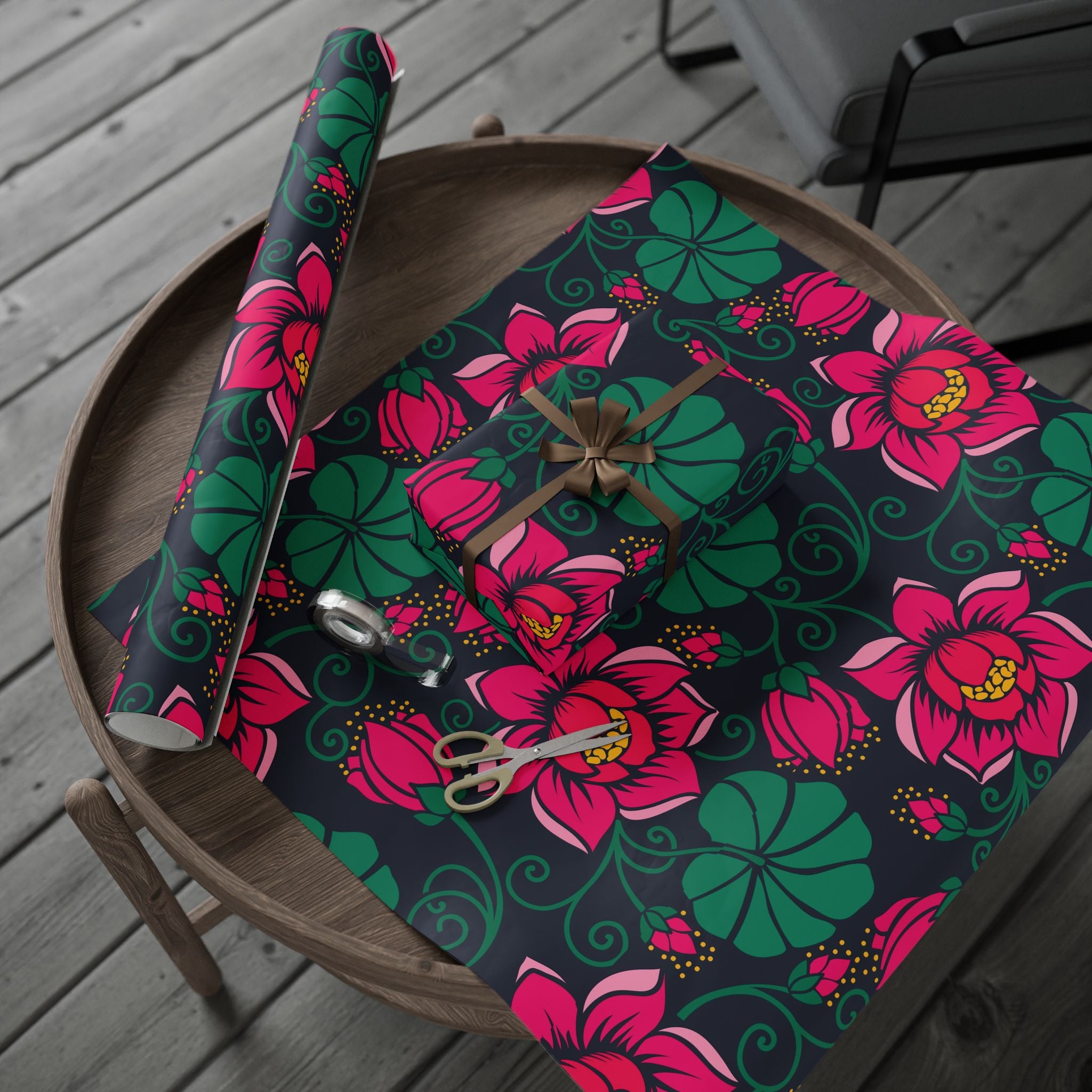 vintage-retro-pink-tulip-gift-wrap-30x72-inch-floral-design-birthday-wrapping-decorative-craft-paper-holiday-gift-wrap-elegan