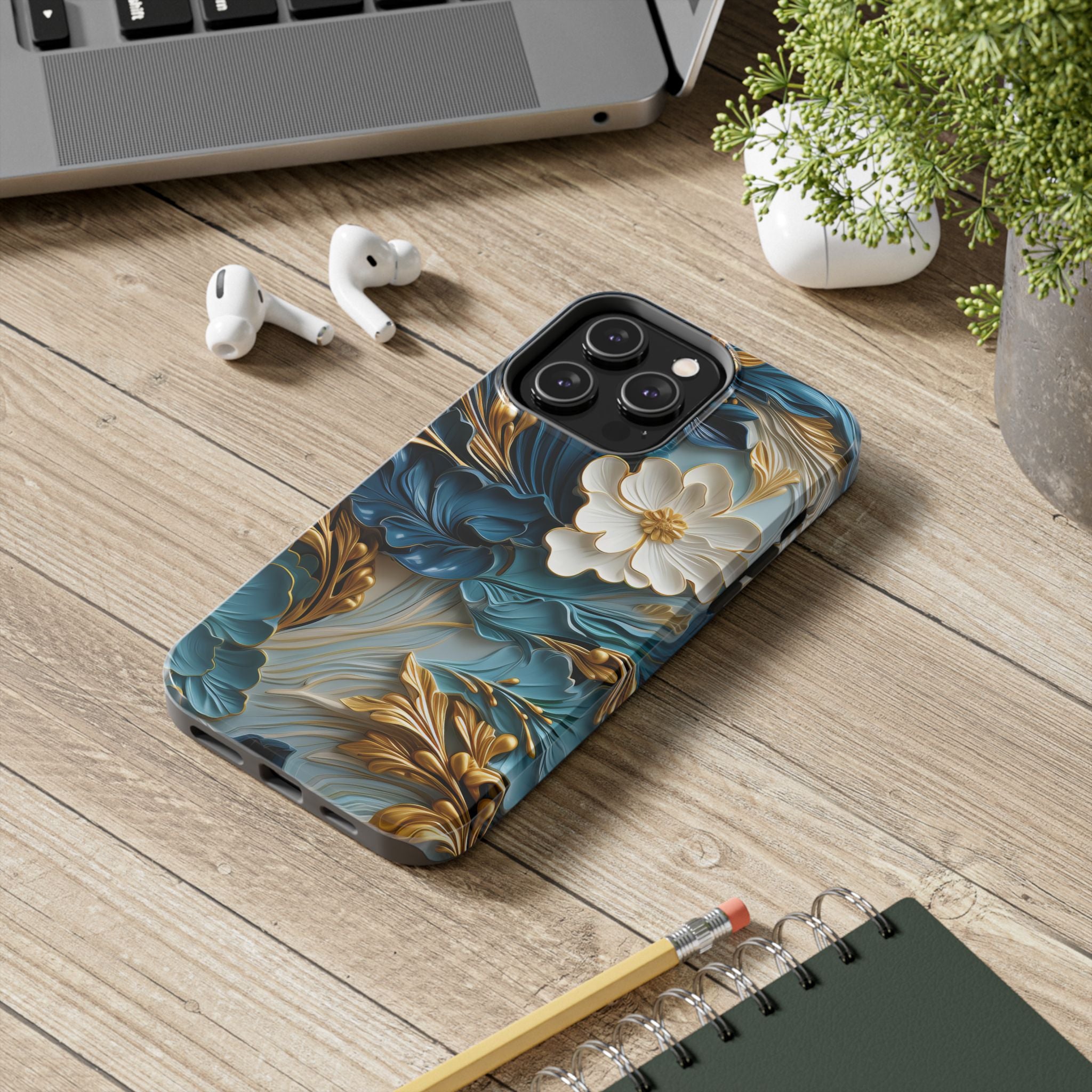 textured-art-nouveau-floral-tough-phone-case-cottagecore-iphone-case-unique-floral-phone-cover-vintage-style-iphone-case-prot
