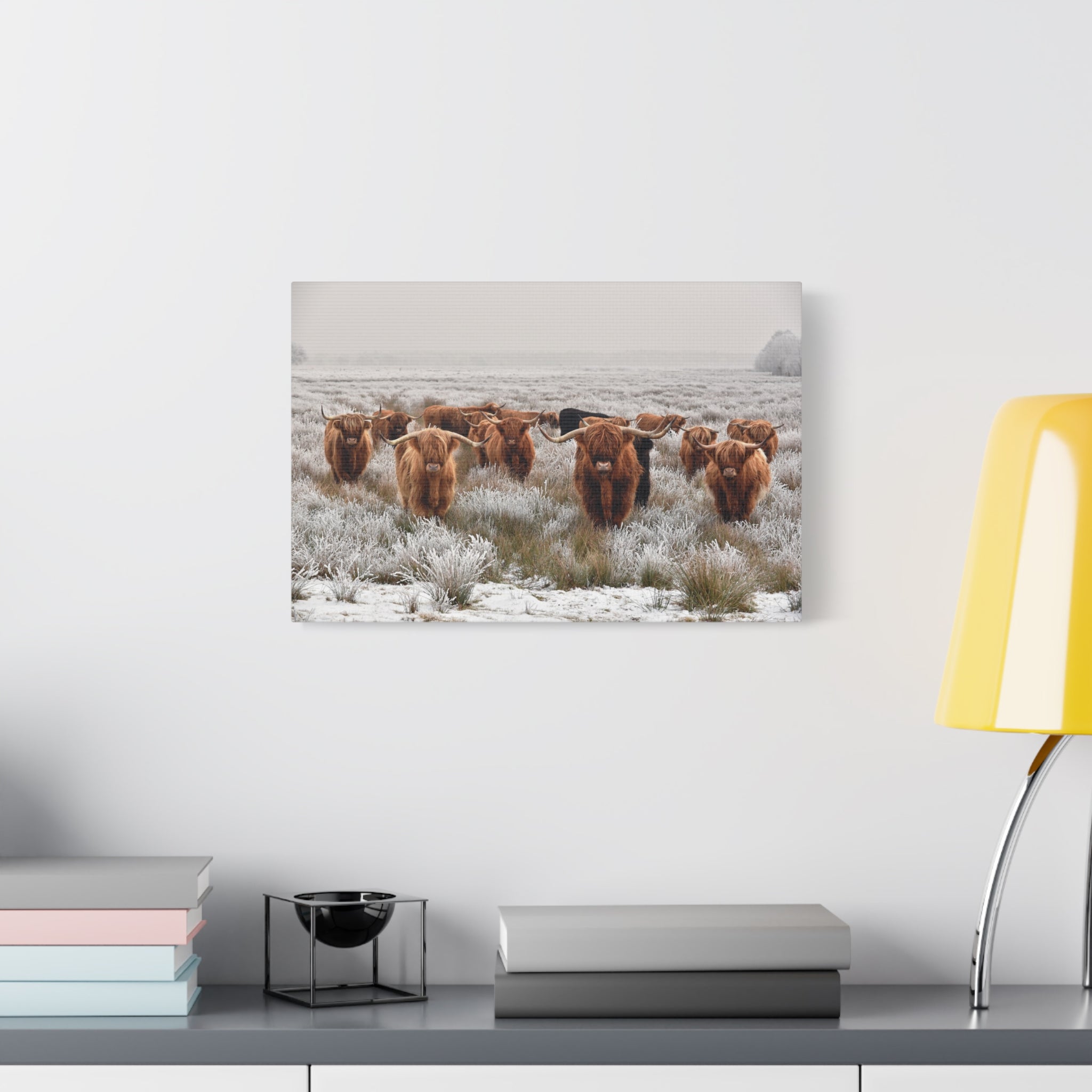 canvas-wall-art-scottish-highland-cow-longhorn-home-decor-stretched-matte-canvas-print-wall-hanging-farmhouse-art-rustic