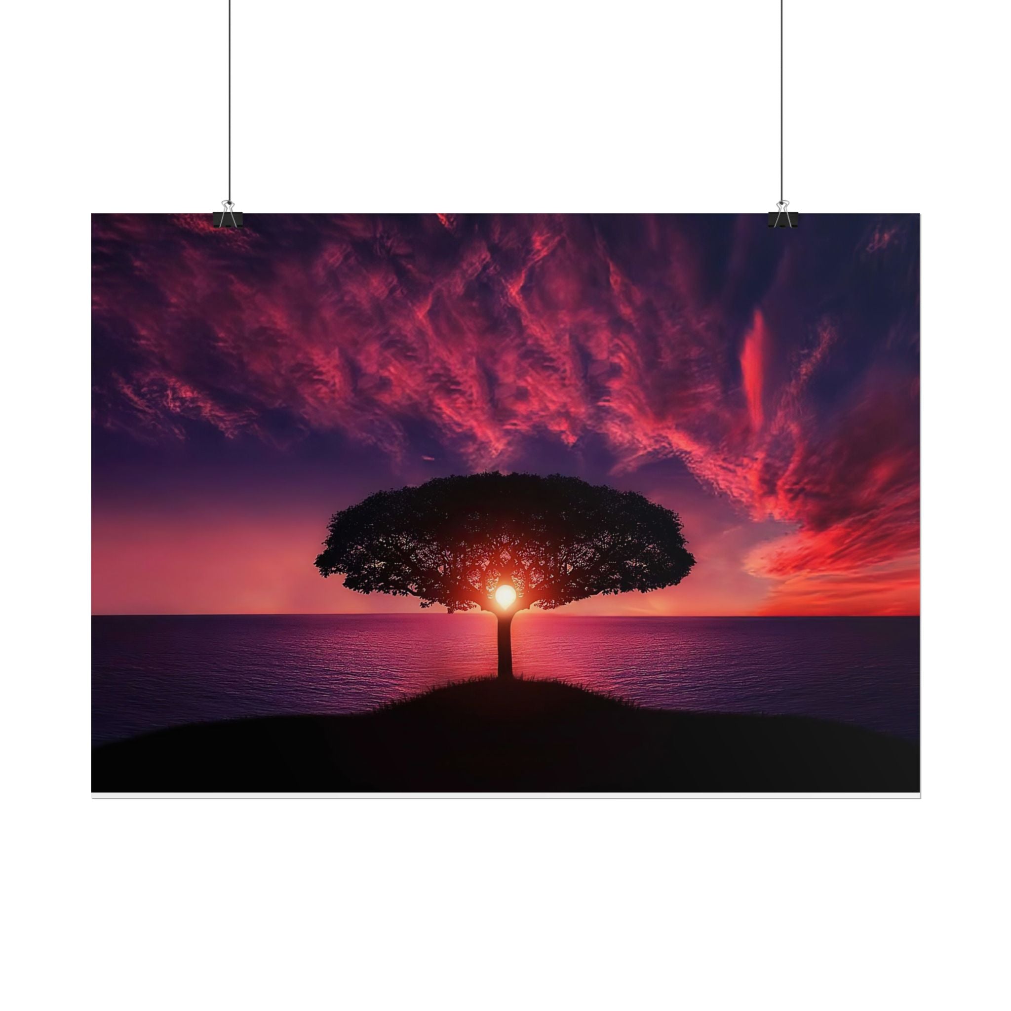 Panoramic Sunset Poster Print, Tree Wall Art, Scenery Decor, Exra Large Wall Art, Canvas Art Print, Landscape, Nature Wall Decor