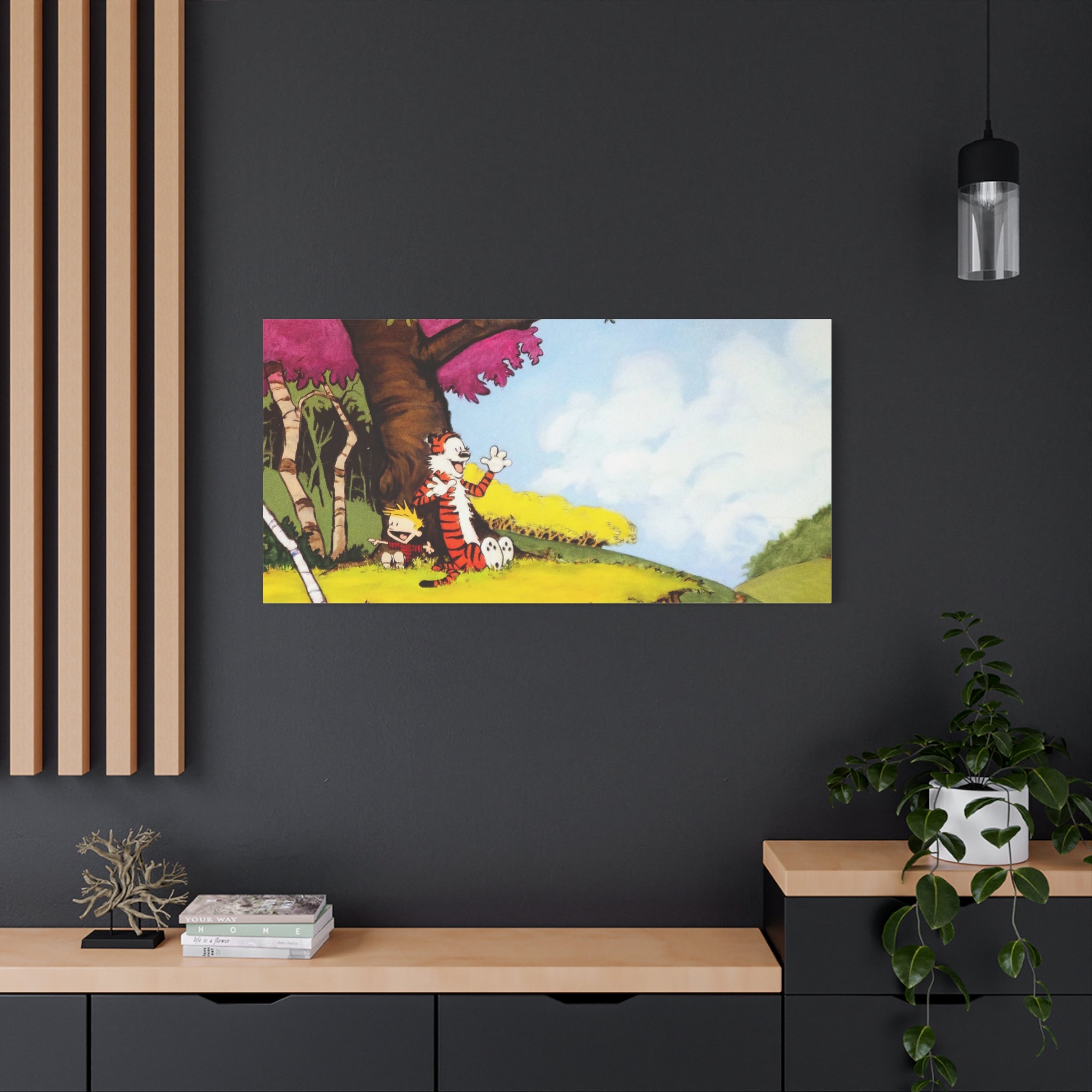 Calvin and Hobbes Canvas Wall Art - Nostalgic Comic Strip Poster for Kids Room & Nursery Room Decor - Adventure Theme Print