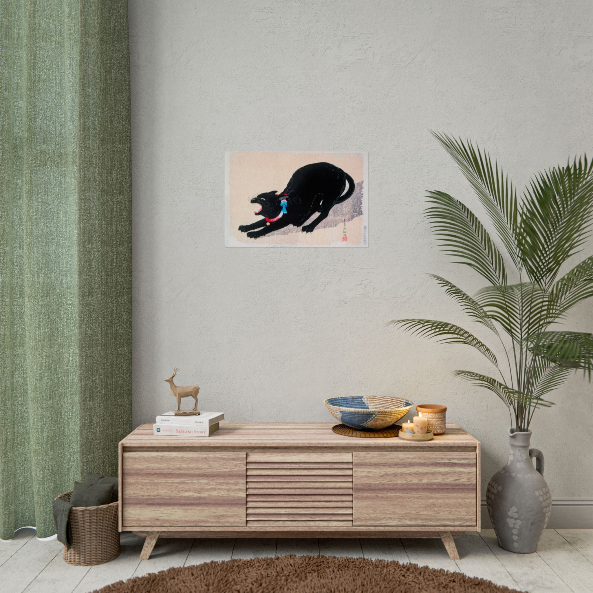 black-cat-hissing-by-hiroaki-takahashi-poster-print-classic-japanese-wall-art-living-room-decor-japandi-art-home-wall-decor