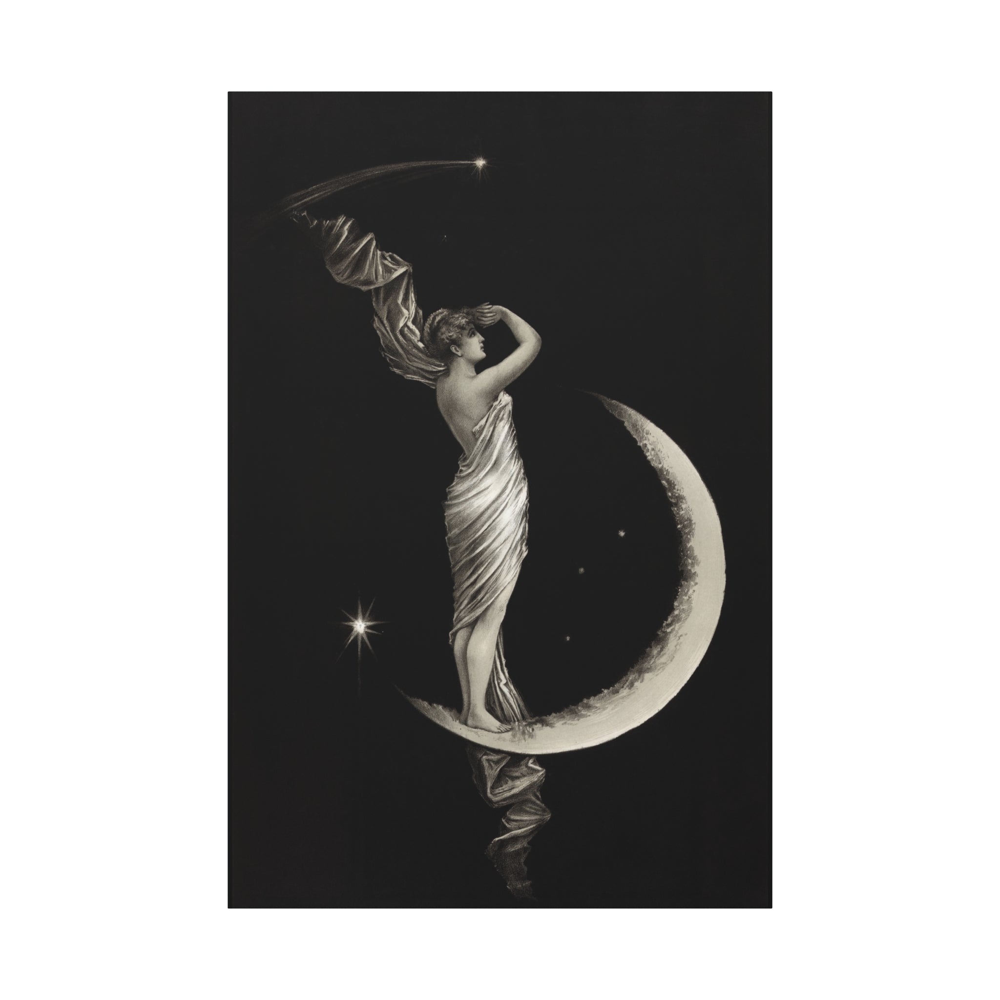canvas-print-the-universal-favorite-1889-by-geo-h-walker-black-and-white-retro-art-moon-decor-comet-art-matte-canvas
