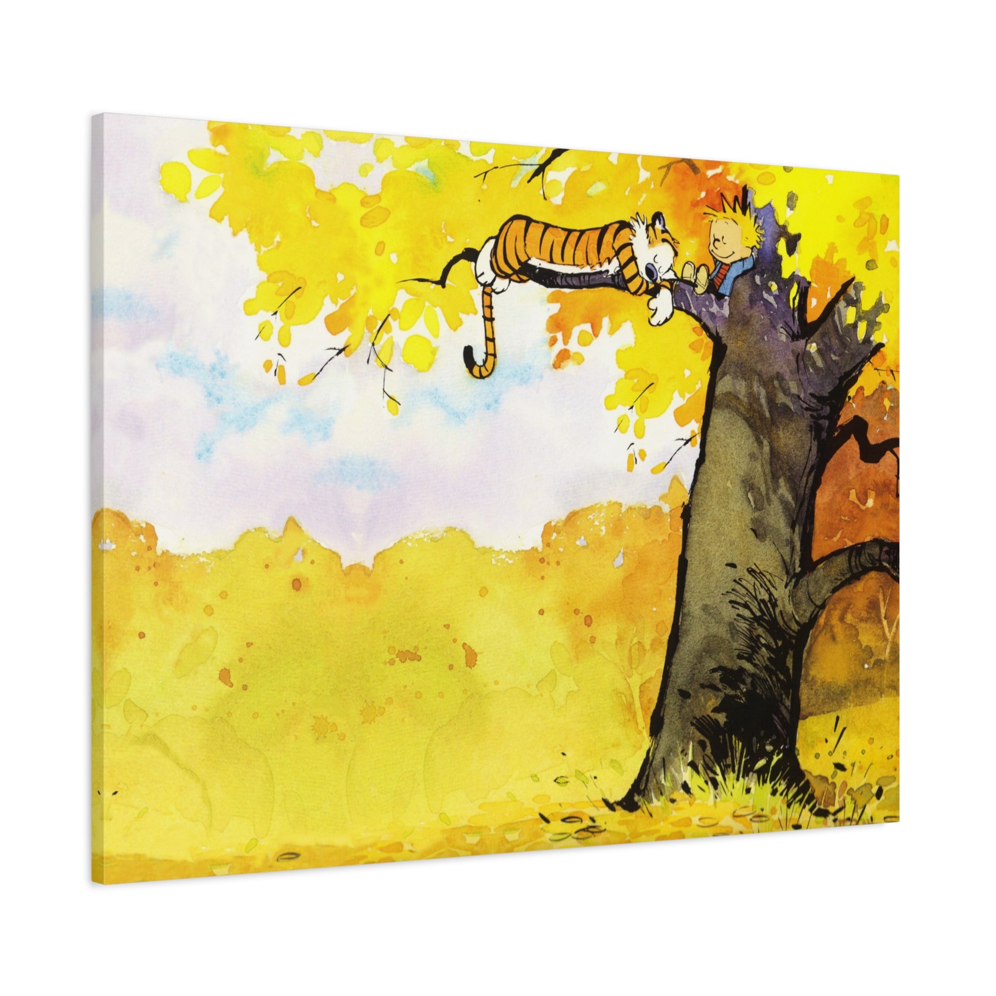 Calvin and Hobbes Canvas Wall Art - Nostalgic Comic Strip Canvas for Kids Room & Nursery Decor - Friendship Adventure Theme Print