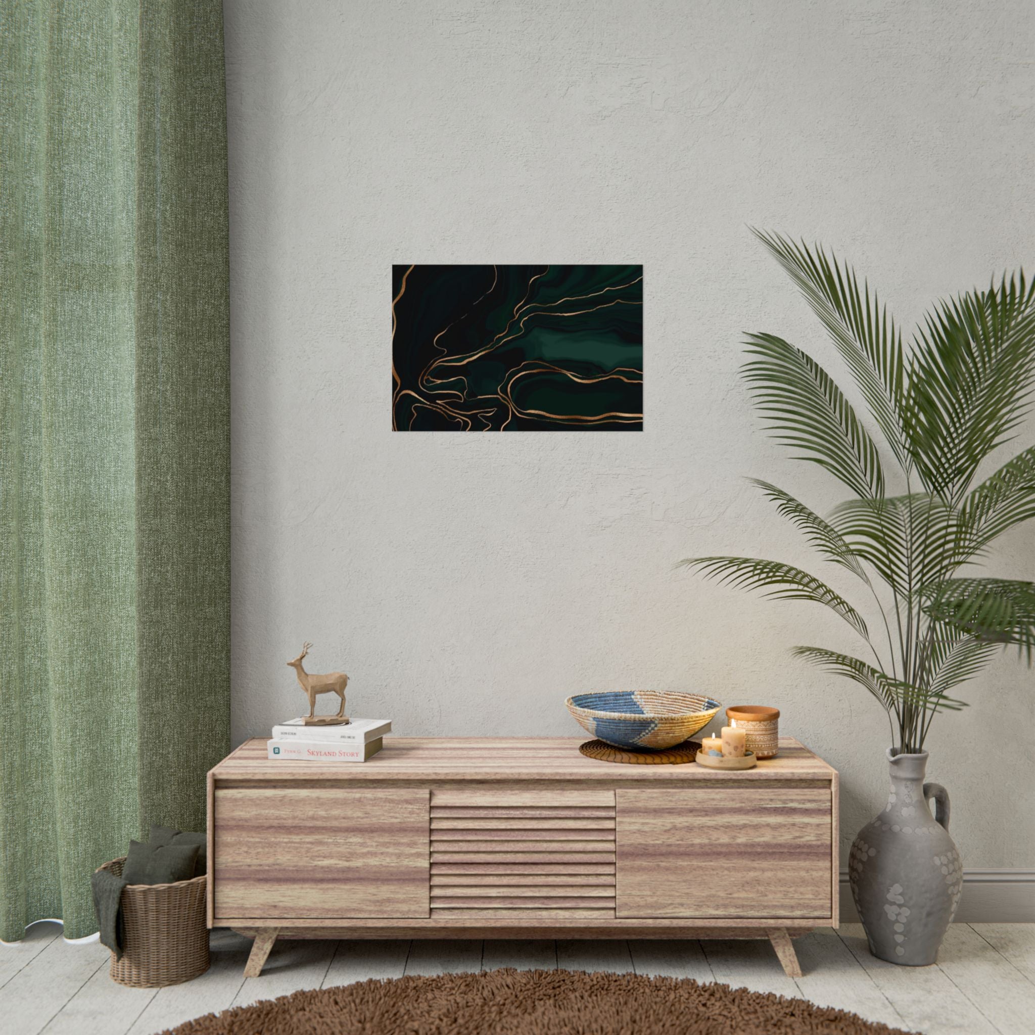 Abstract Green Gold Poster Print - Wall Art, Home Decor, Office Decor, Green Canvas Bedroom, Modern Art, Green Print