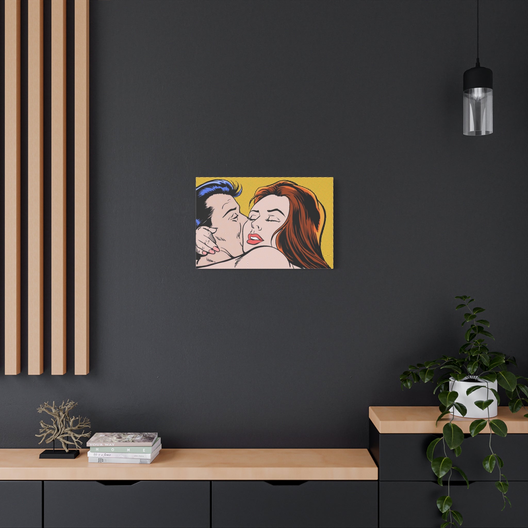pop-art-canvas-print-retro-wall-art-stretched-matte-canvas-kiss-love-home-decor-wall-decor-poster-decorative-art-gift