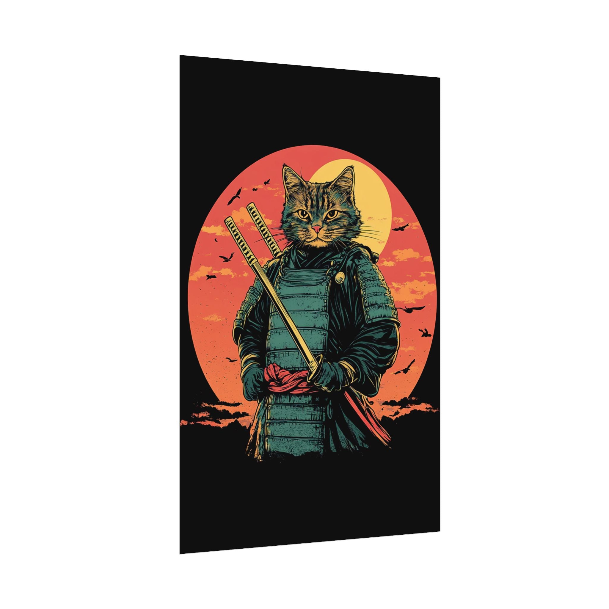retro-wall-art-samurai-cat-japanese-style-sunset-rolled-posters-home-decor-wall-hanging-poster-gift-japanese-art-poster-1