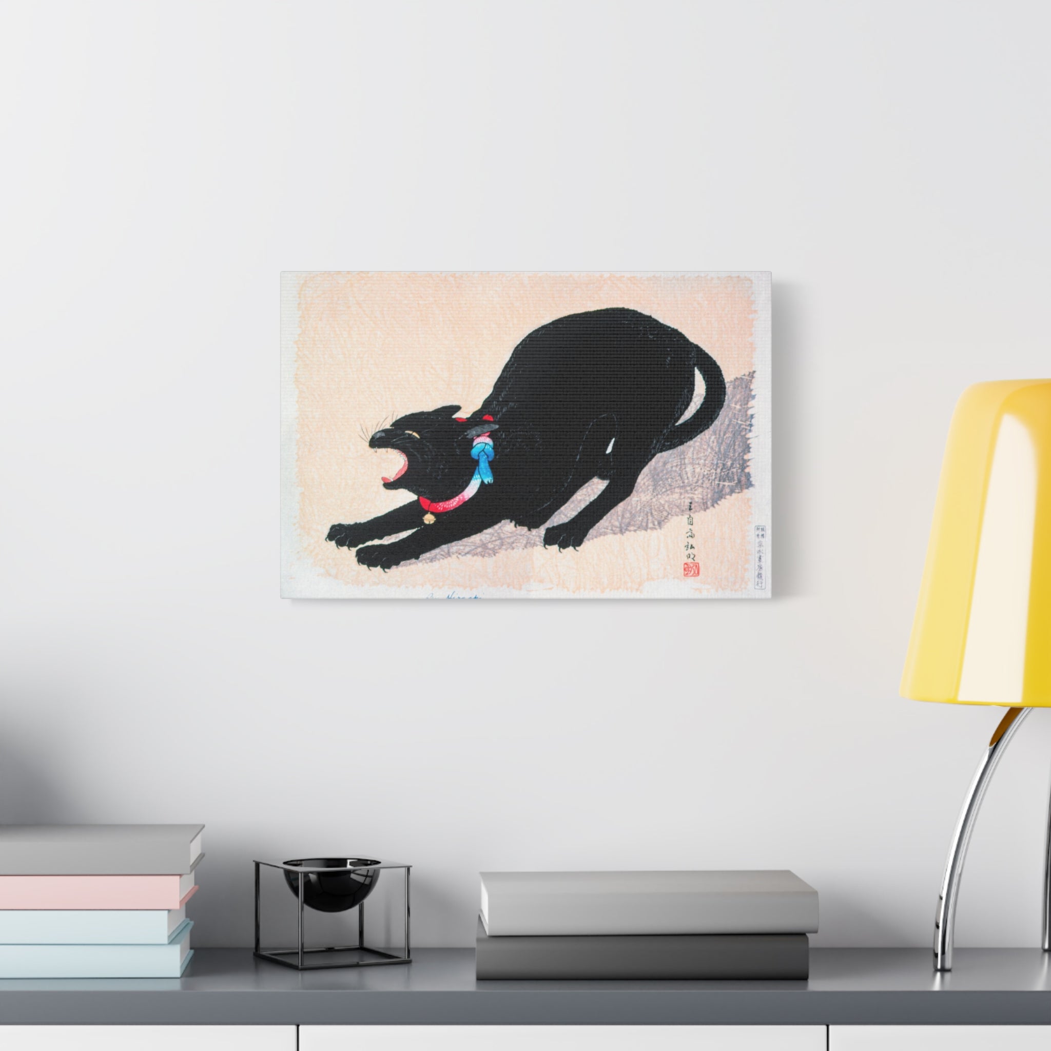 canvas-print-wall-art-black-cat-hissing-by-hiroaki-takahashi-living-room-decor-japanese-art-home-wall-decor
