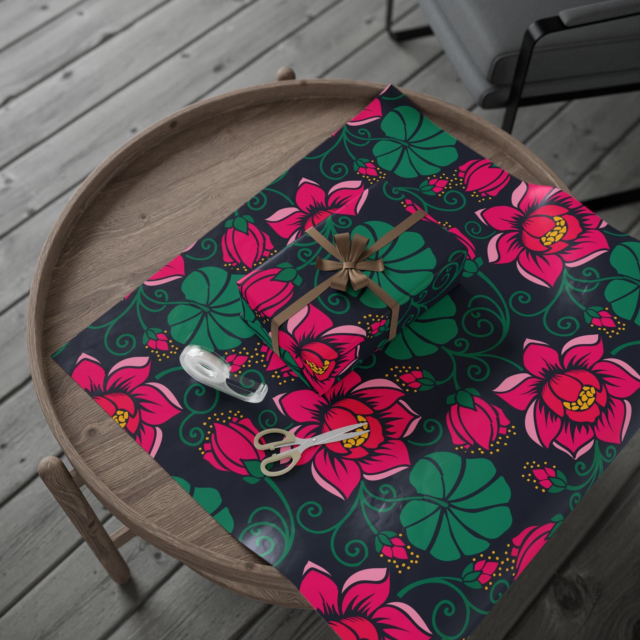 vintage-retro-pink-tulip-gift-wrap-30x72-inch-floral-design-birthday-wrapping-decorative-craft-paper-holiday-gift-wrap-elegan