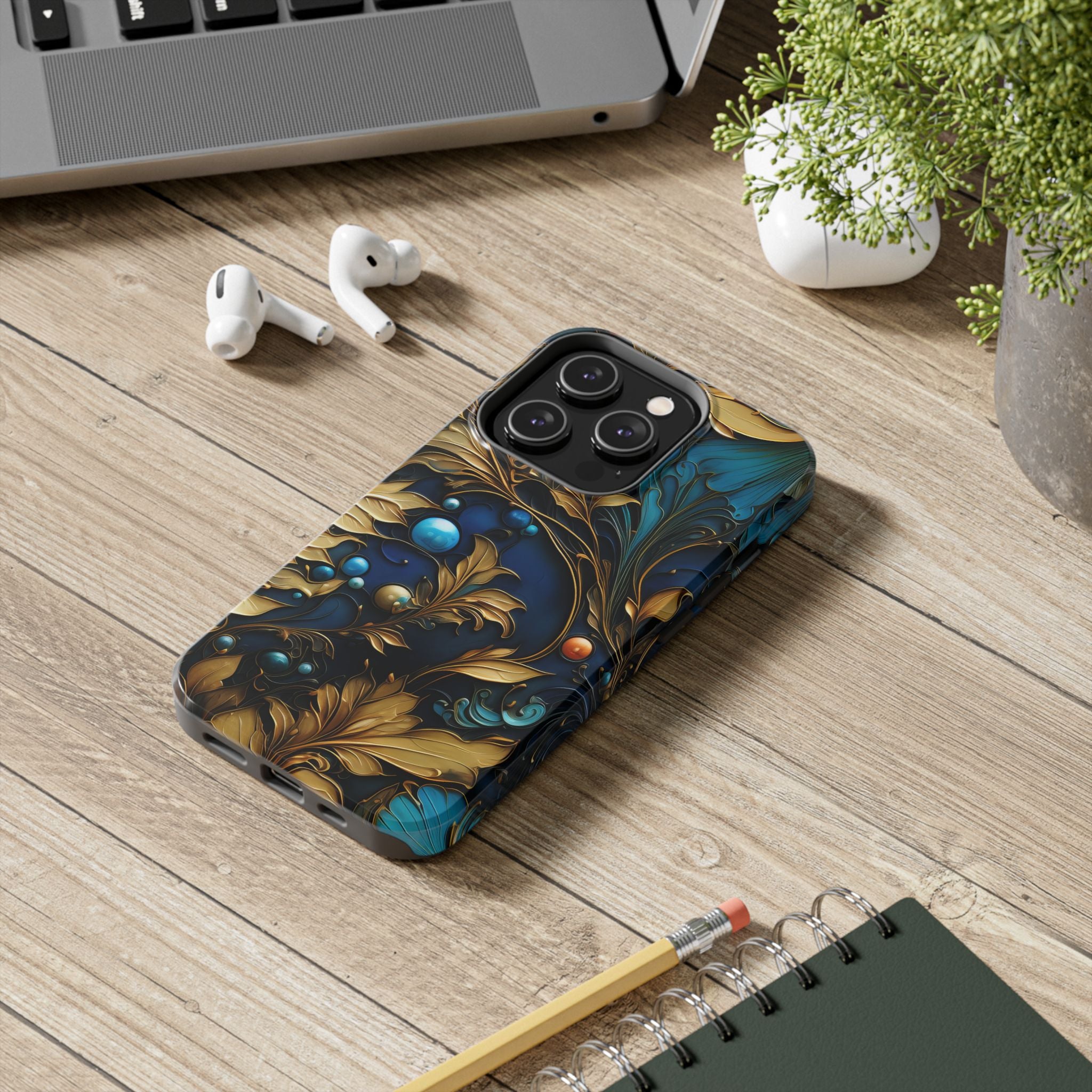 textured-art-nouveau-floral-tough-phone-case-cottagecore-iphone-case-unique-floral-phone-cover-vintage-style-iphone-case-prot
