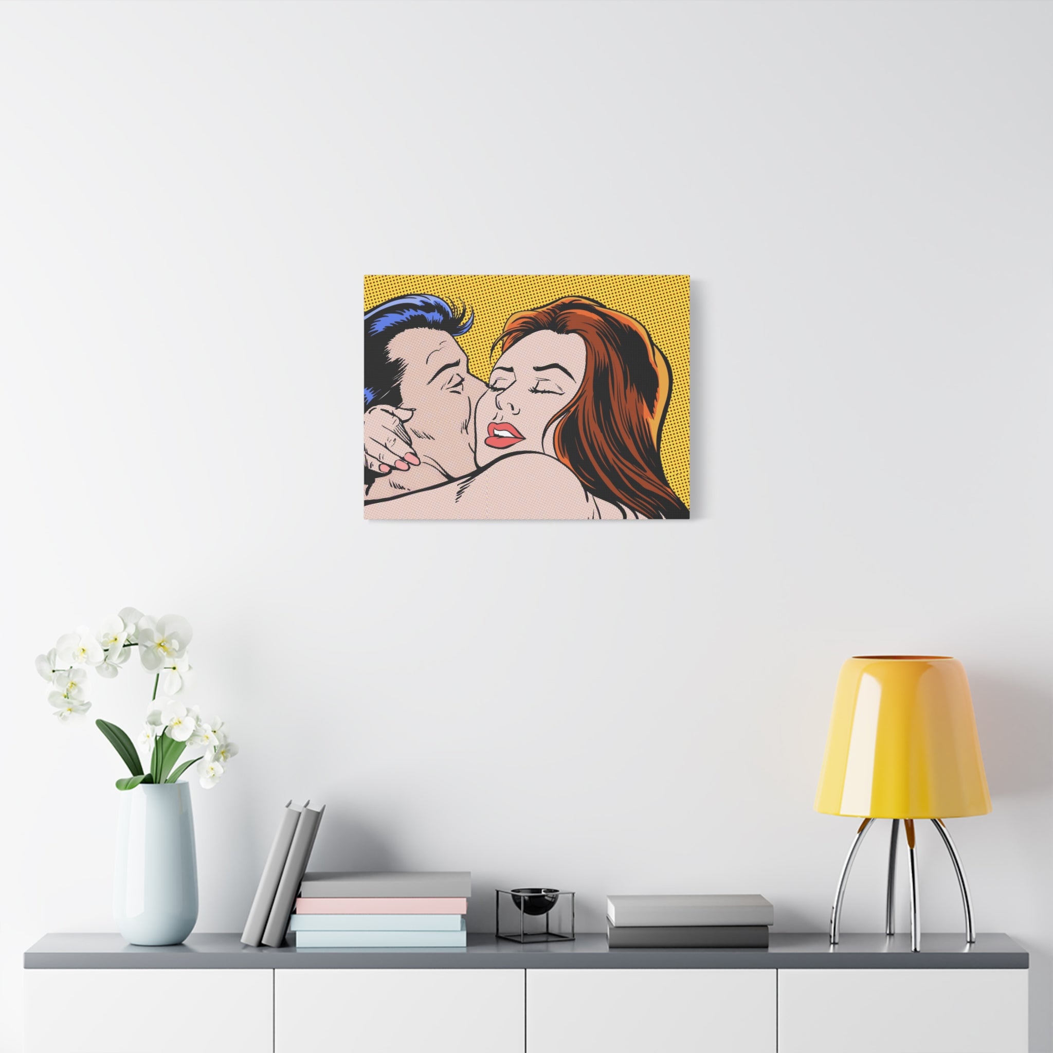 pop-art-canvas-print-retro-wall-art-stretched-matte-canvas-kiss-love-home-decor-wall-decor-poster-decorative-art-gift