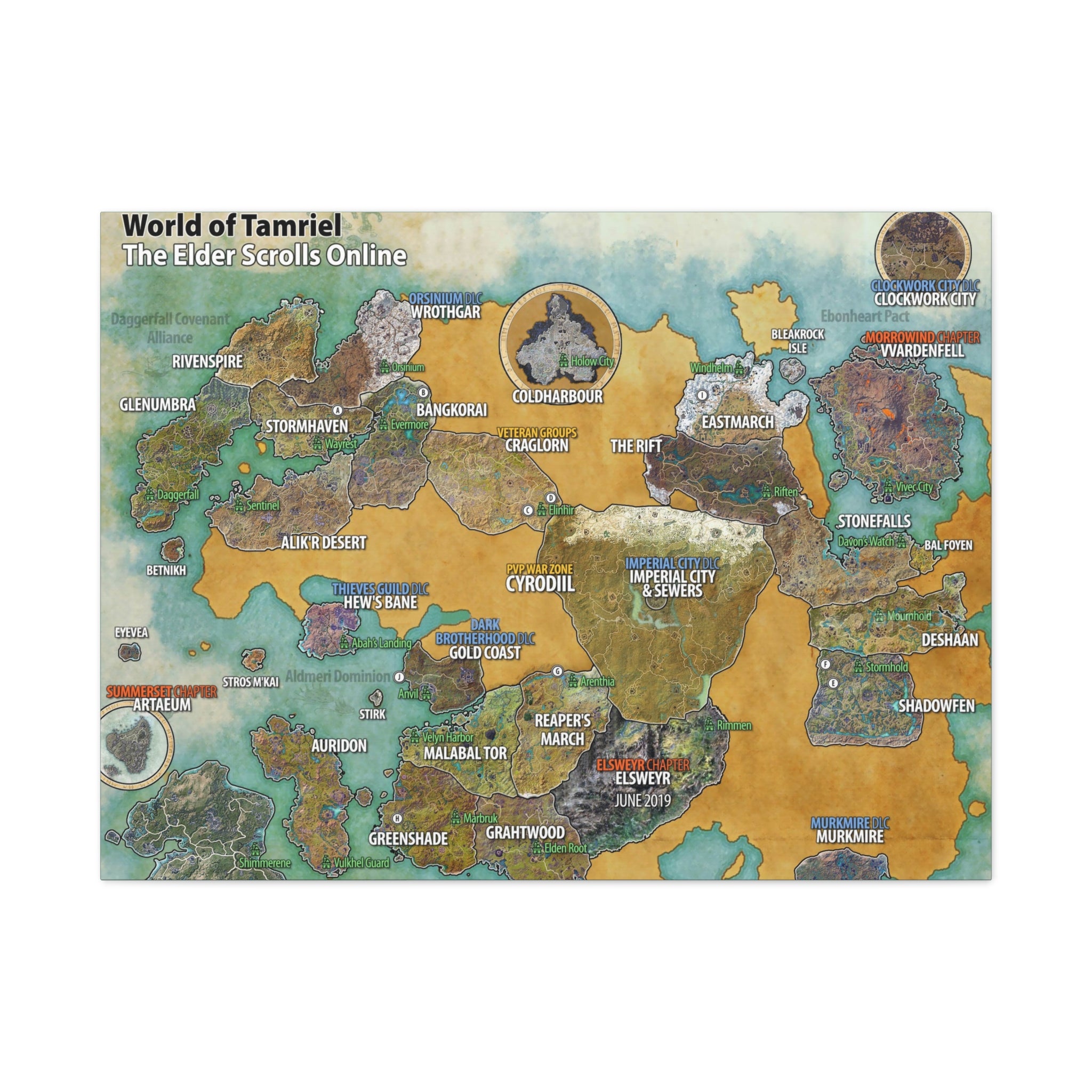 Skyrim World Map Tamriel, The Elder Scrolls Skyrim Canvas Wall Art - Dragon Game Canvas Print Room Decor, Gaming Wall Art, Skyrim Gift