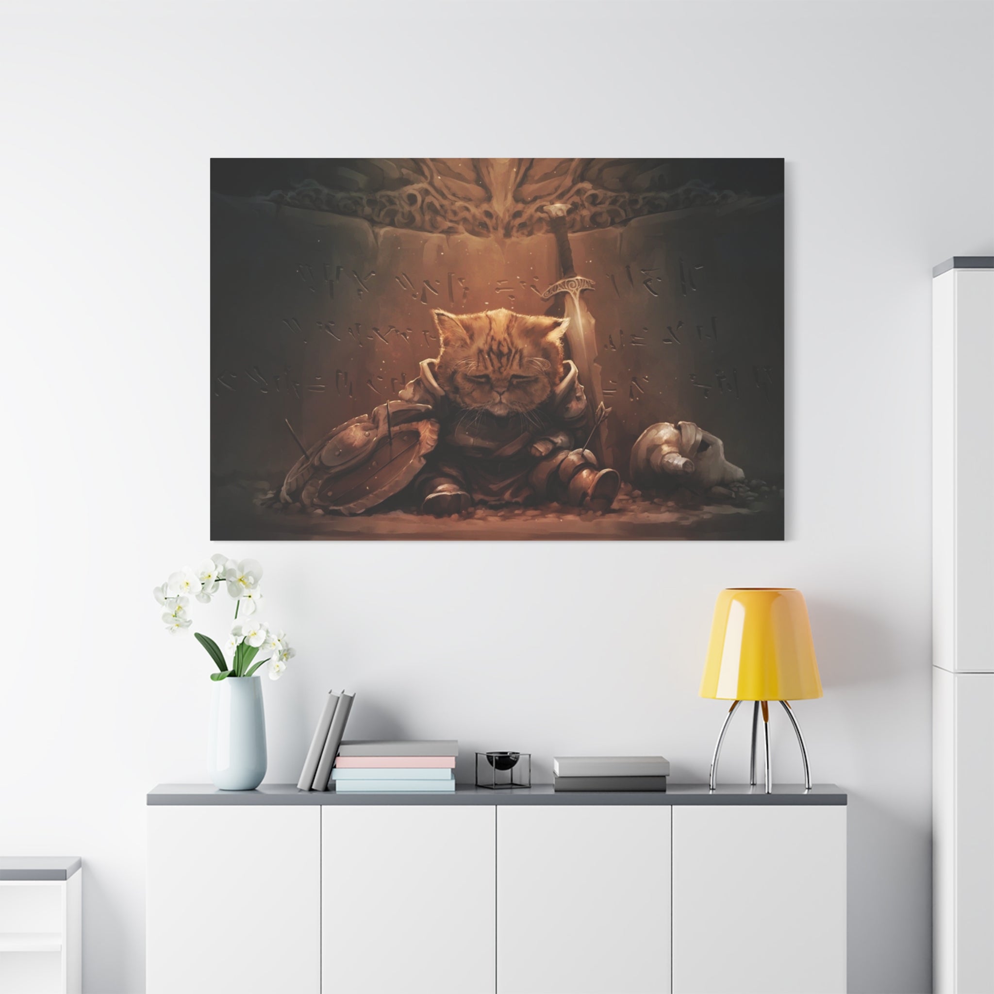 The Elder Scrolls Skyrim Canvas Wall Art - Cat Game Canvas Print Room Decor, Dragon Gaming Wall Art, Skyrim Gift