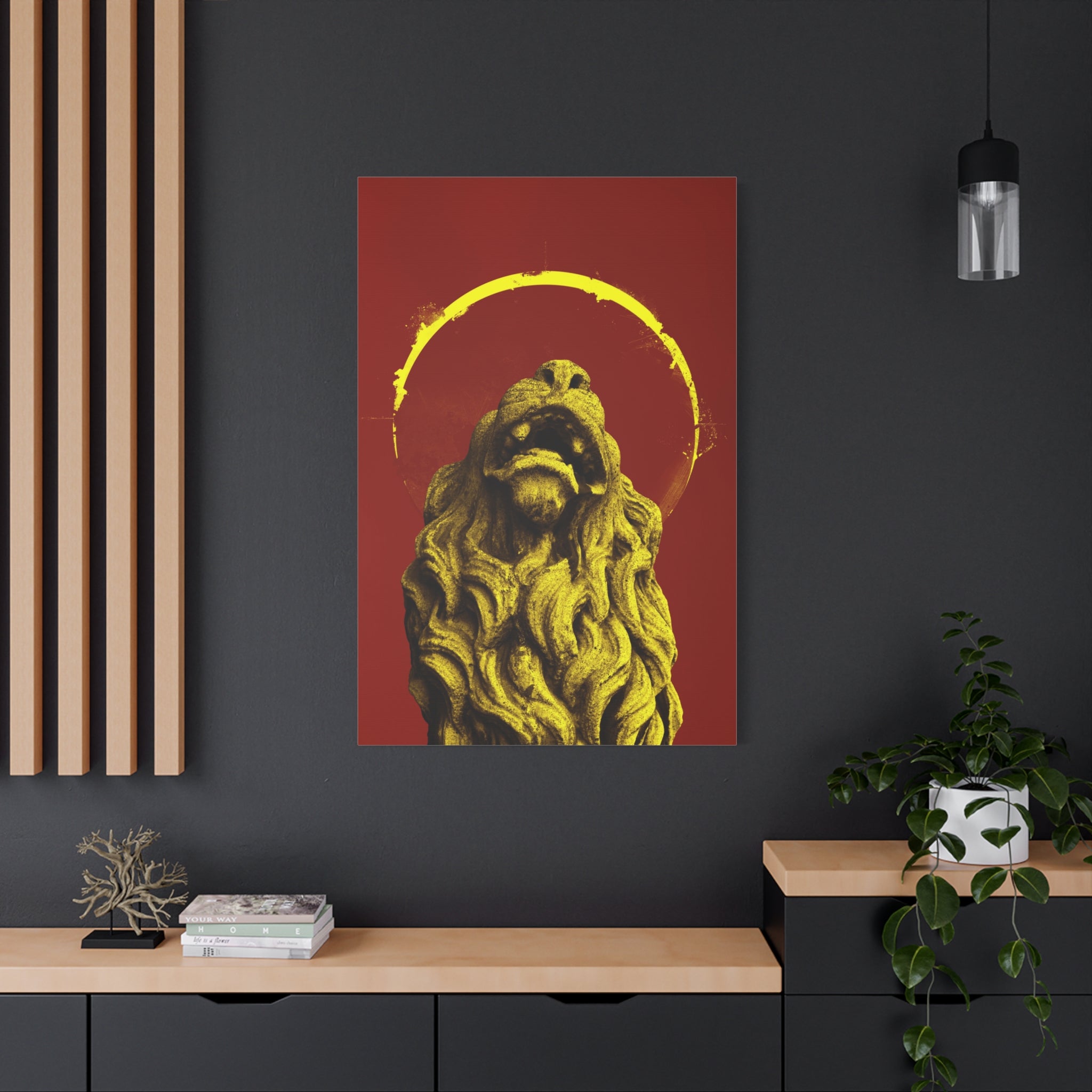 canvas-print-golden-lion-art-red-sun-aesthetic-minimalist-wall-decor-home-art-animal-artwork-boho-decor-modern-art-print