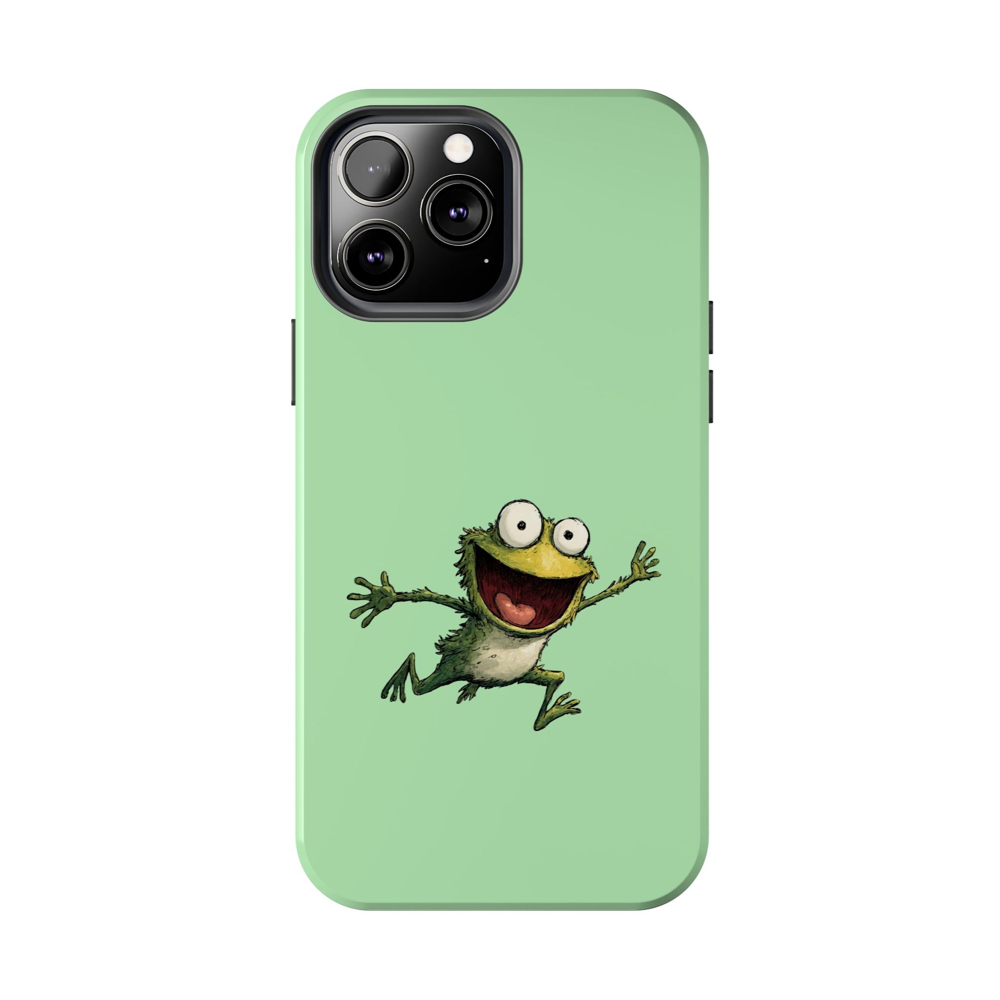 Quirky Funny Frog iPhone Tough Case - Kawaii Animal Phone Cover - Frog Protective Phone Cover - Green iPhone Case