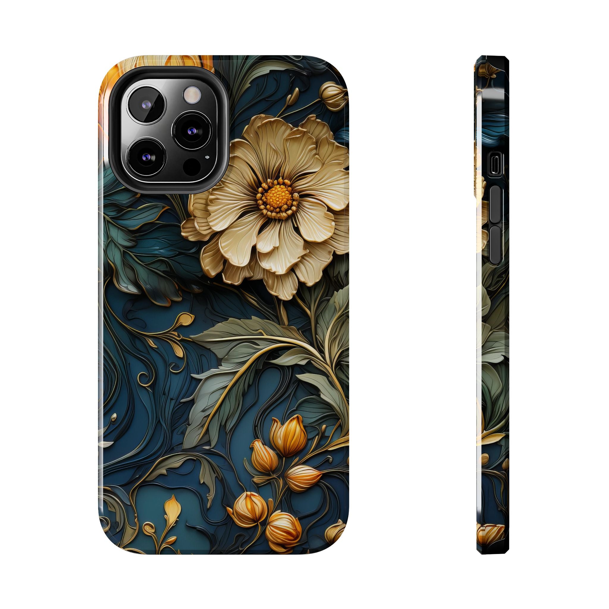textured-art-nouveau-floral-tough-phone-case-cottagecore-iphone-case-unique-floral-phone-cover-vintage-style-iphone-case-prot