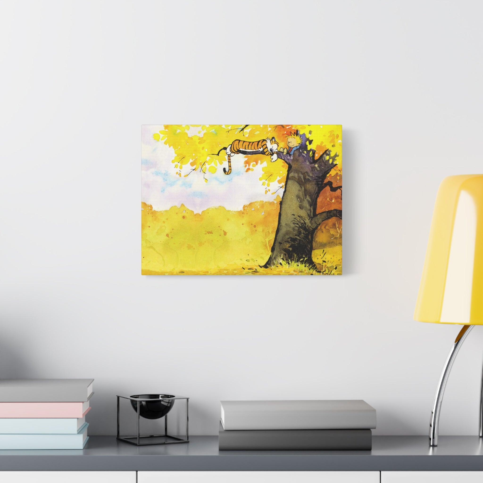 Calvin and Hobbes Canvas Wall Art - Nostalgic Comic Strip Canvas for Kids Room & Nursery Decor - Friendship Adventure Theme Print