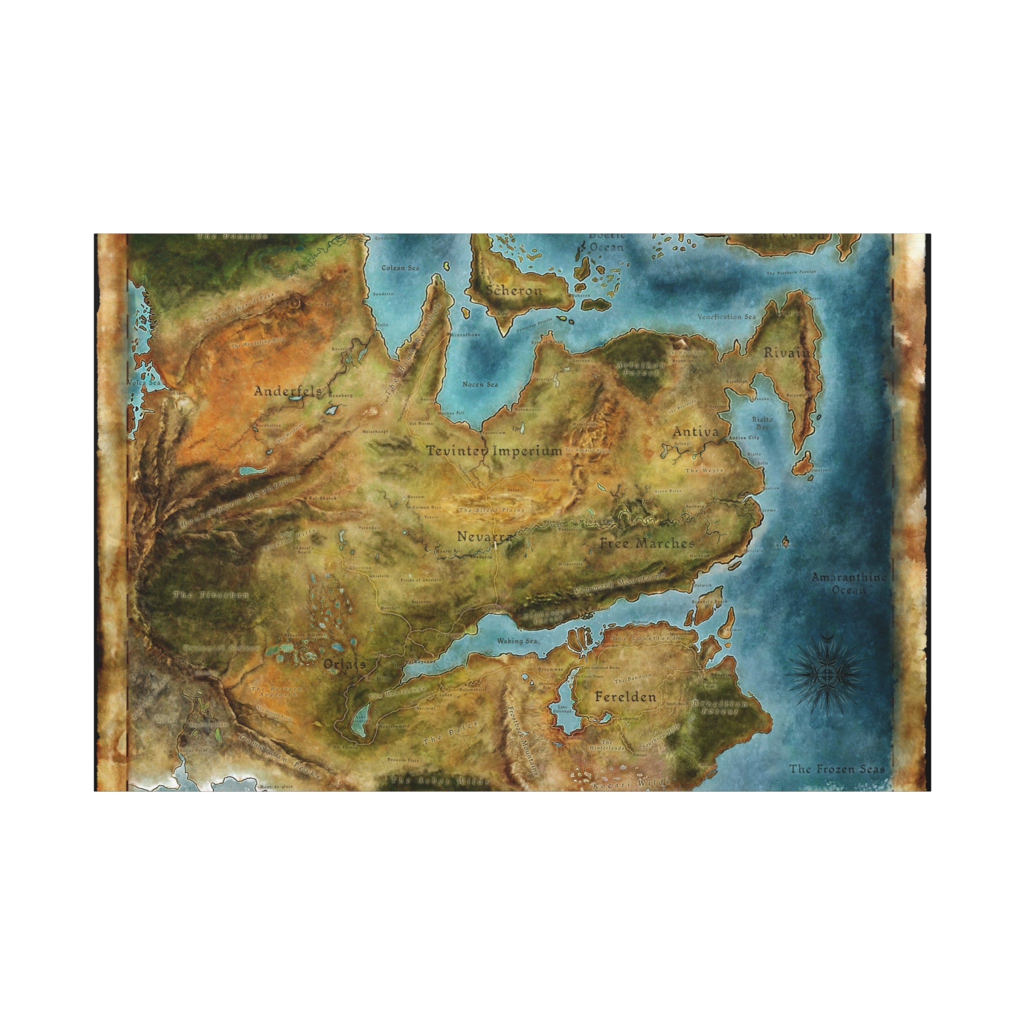 Dragon Age World Map Canvas Art - Fantasy Decor for Gamers, Gaming Wall Decor, Dragon Age Canvas Print
